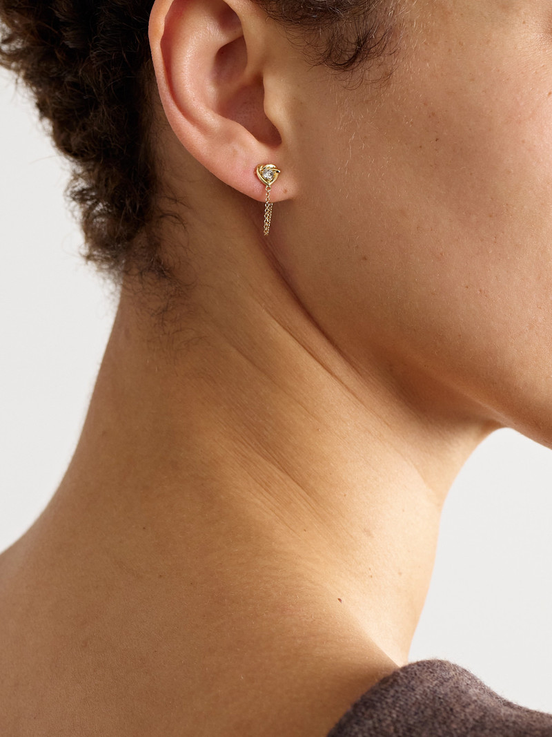 STONE AND STRAND Tie The Knot 10-karat Gold Diamond Earrings outlook