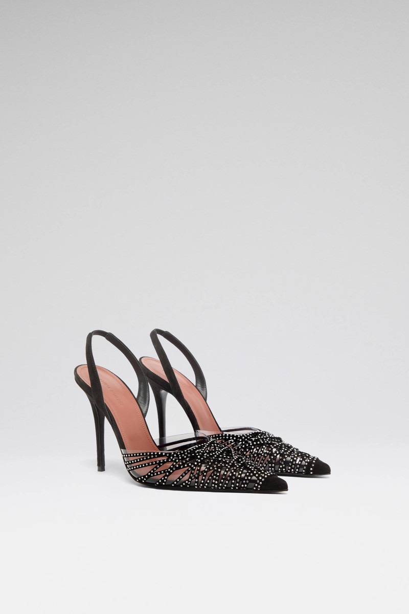 LORI CRYSTAL SLING 105 BLACK SUEDE AND WHITE CRYSTALS 4
