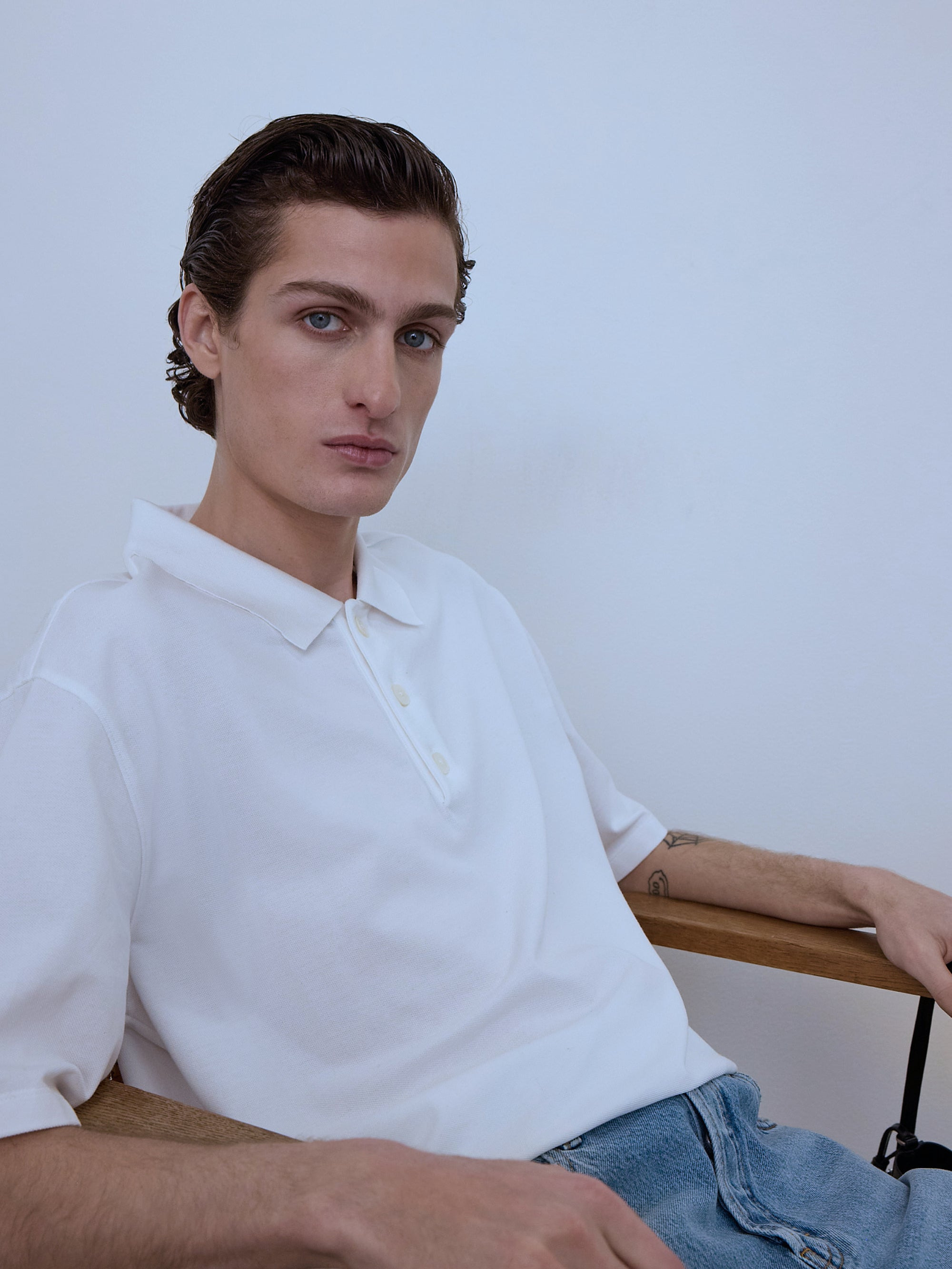 Light Pique Polo in White - 2