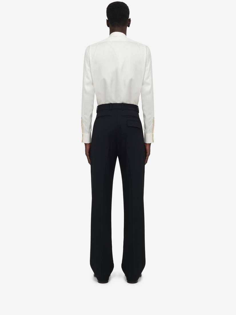 Men's Double Dart Back Pocket Baggy Trousers in Black - 4
