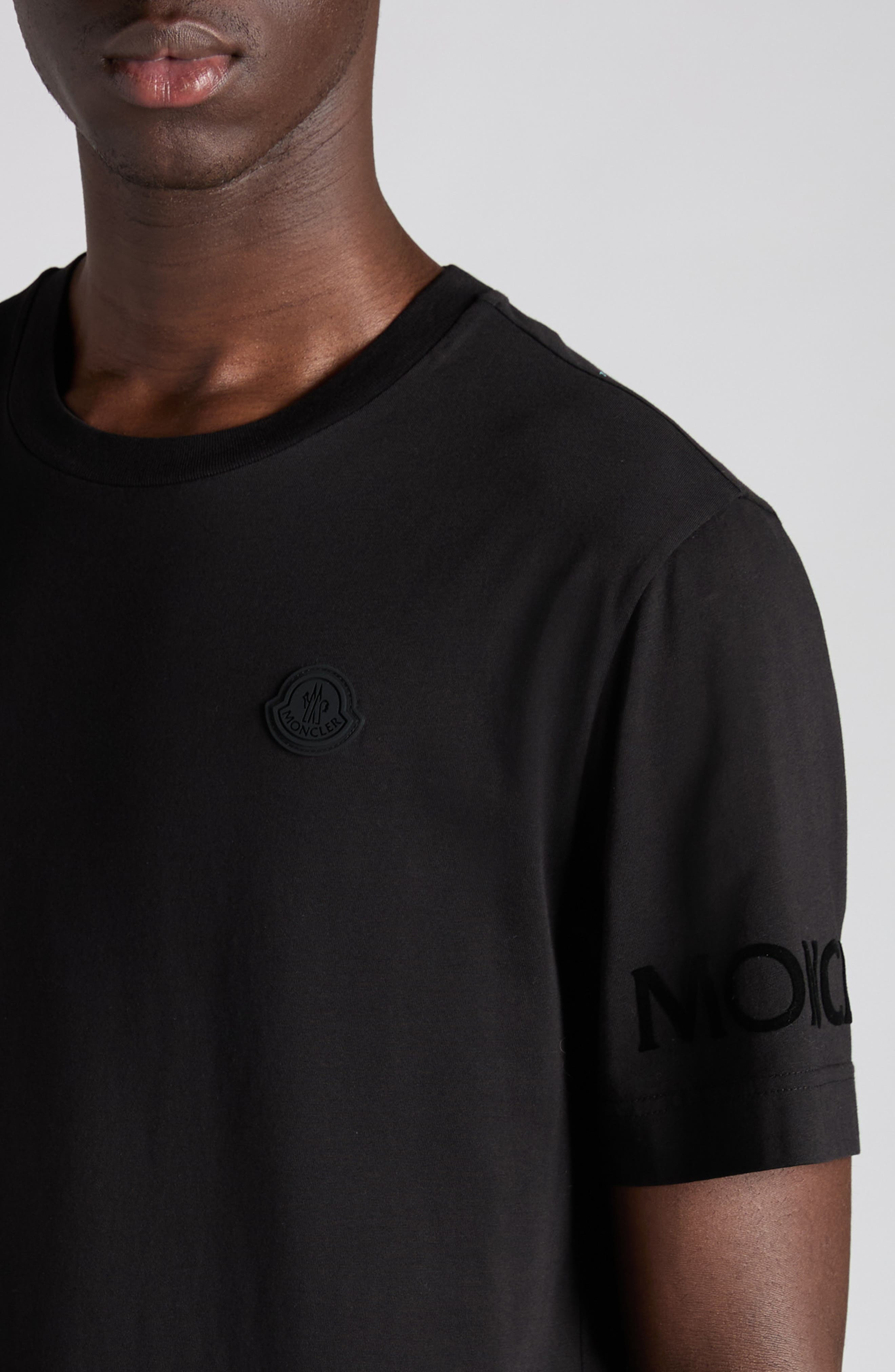 Moncler Logo Patch Cotton T-Shirt in Black at Nordstrom - 5