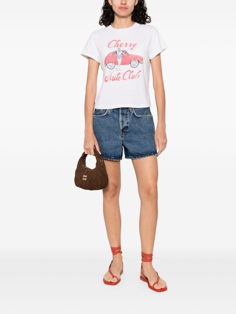 logo-patch denim shorts - 2