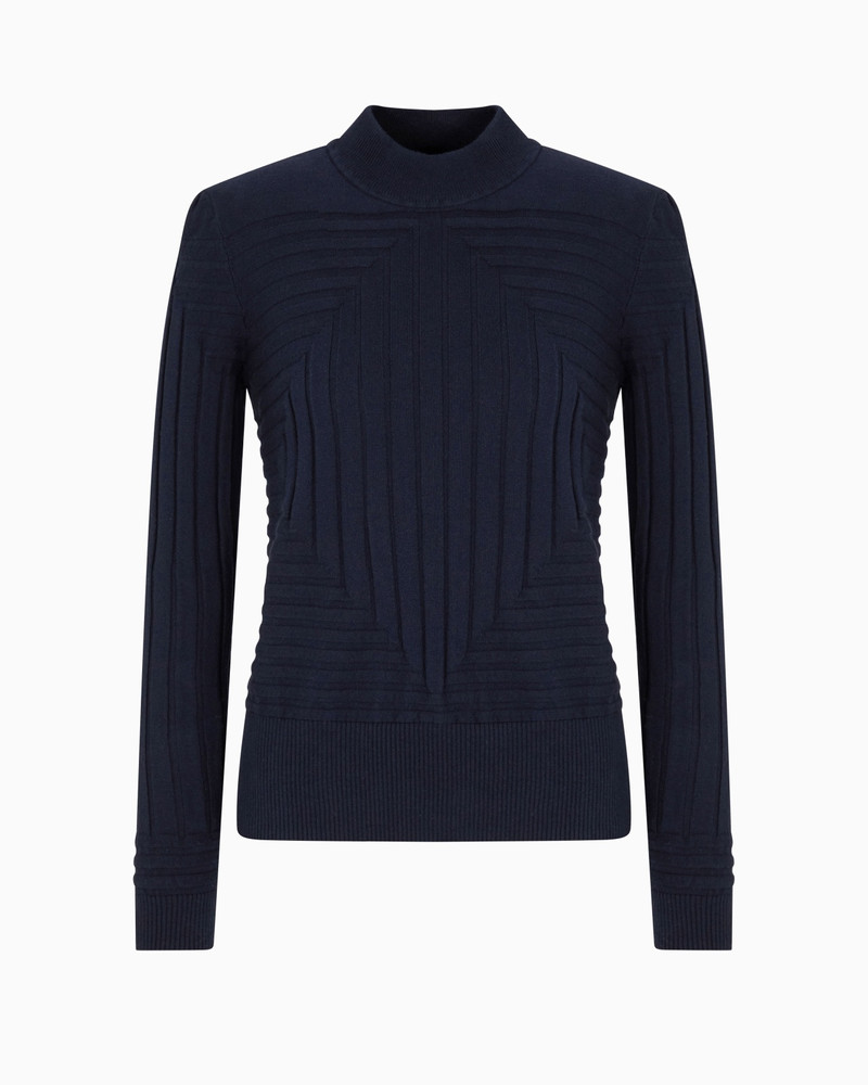 MOCK-NECK JUMPER WITH A RIBBED AND PLAIN-AND-PURL KNIT 1