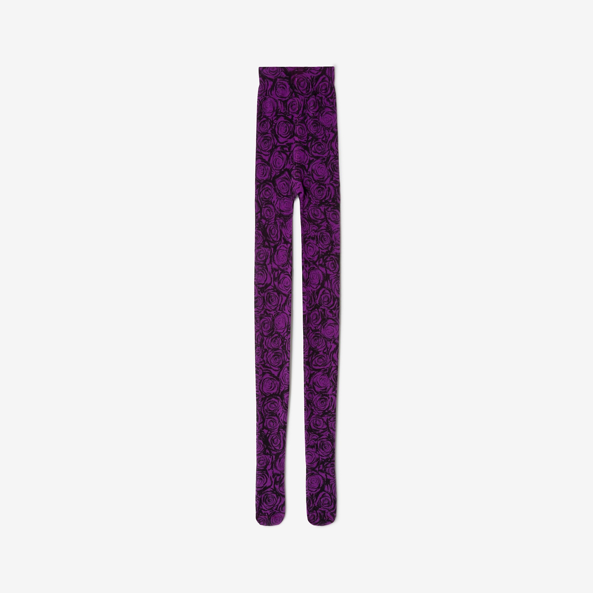 Rose Print Wool Blend Tights - 1
