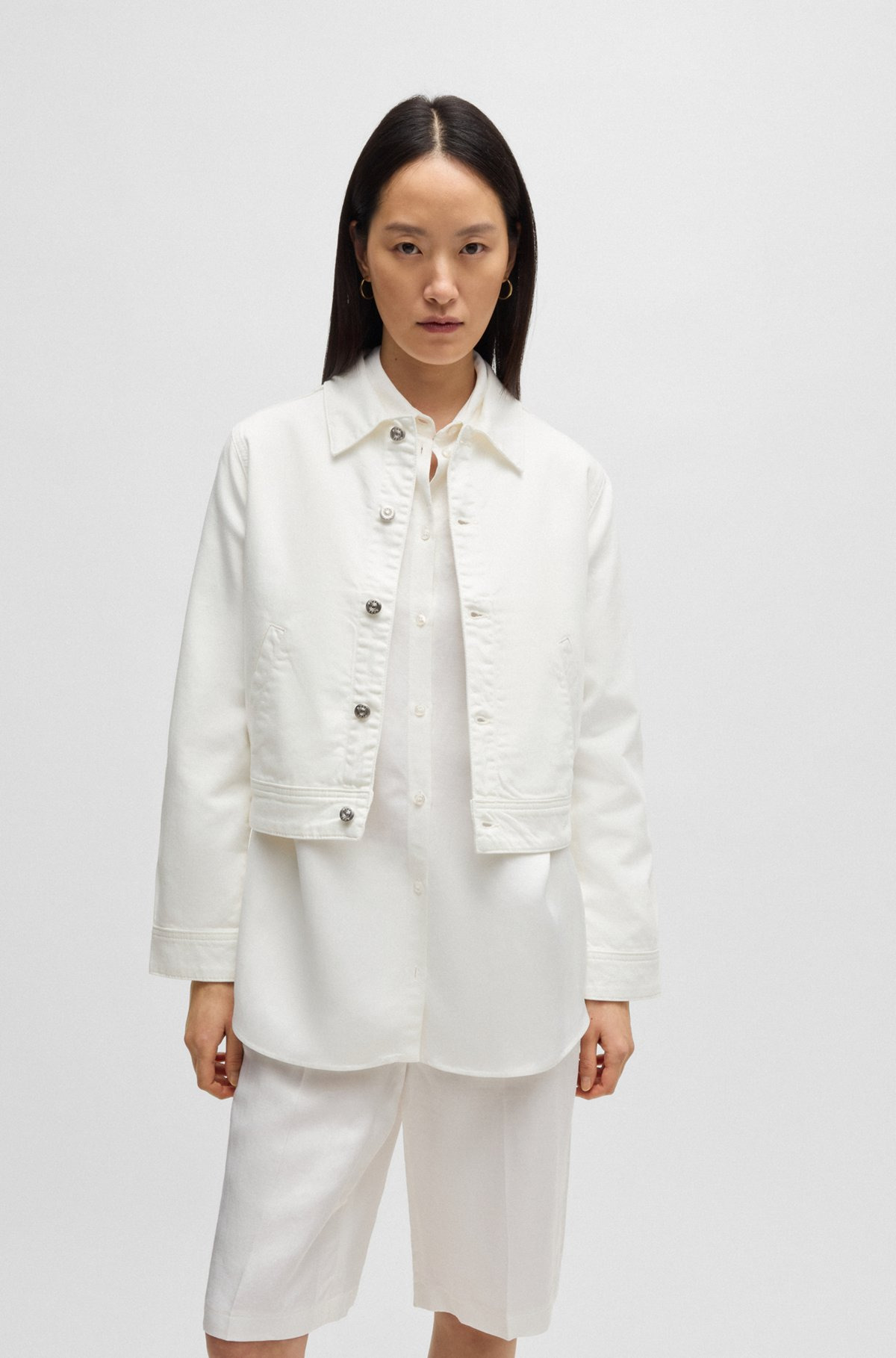 STRAIGHT-FIT DENIM JACKET IN WHITE EGYPTIAN COTTON - 2