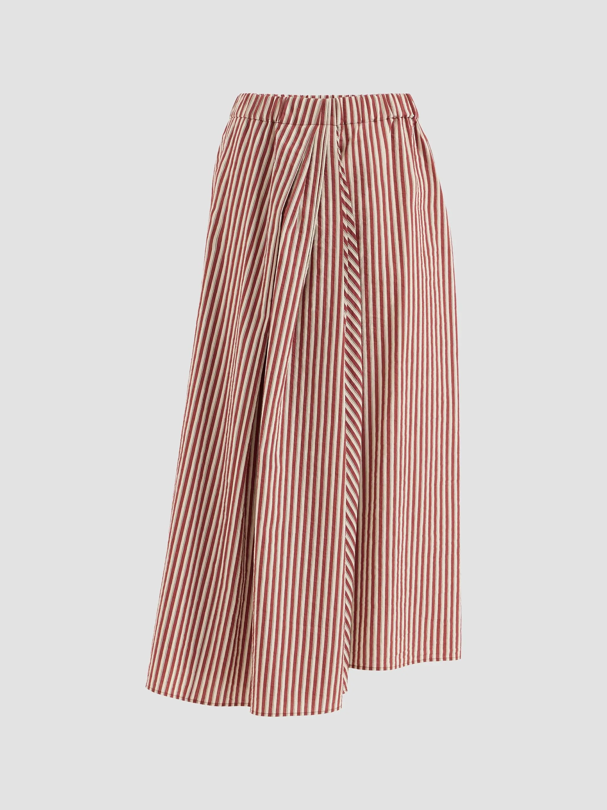 Women's Striped Wrinkled Poplin Sarong Skirt - Red - 1