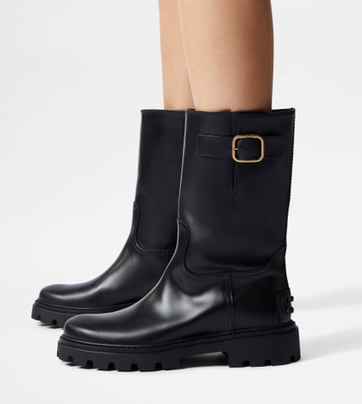 Tod's BIKER BOOTS IN LEATHER - BLACK outlook
