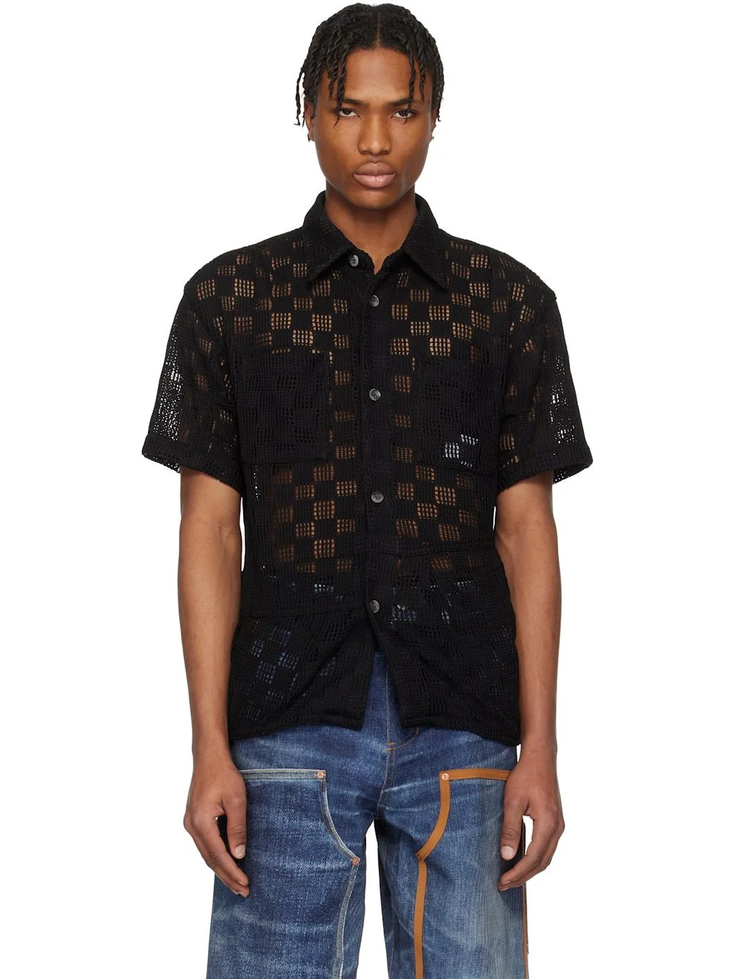Black Letto Knitted Shirt - 1