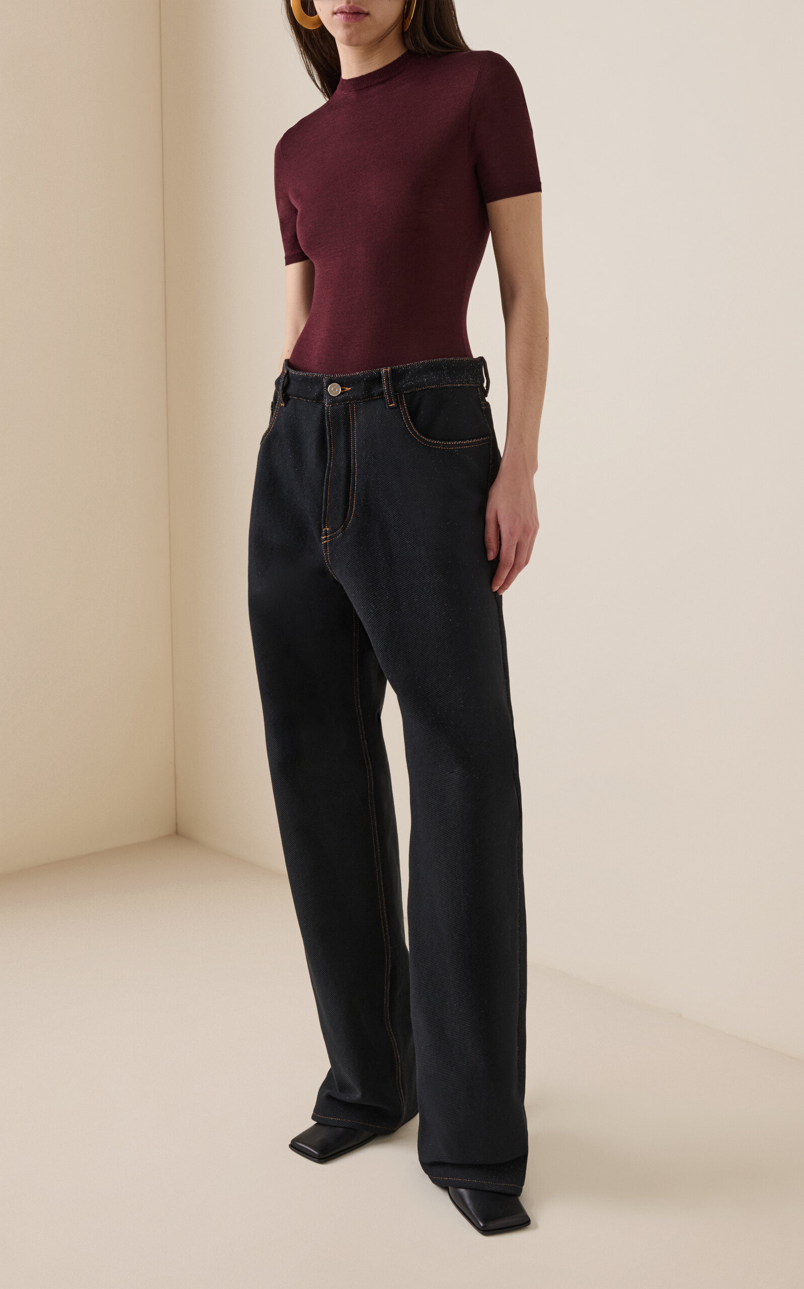 Wool-Blend Knit Bodysuit burgundy - 3