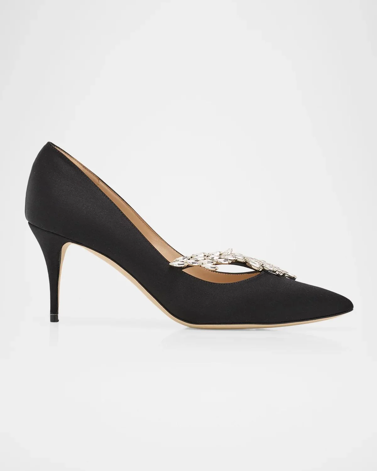 Nadira Jeweled Satin 70mm Pumps - 1