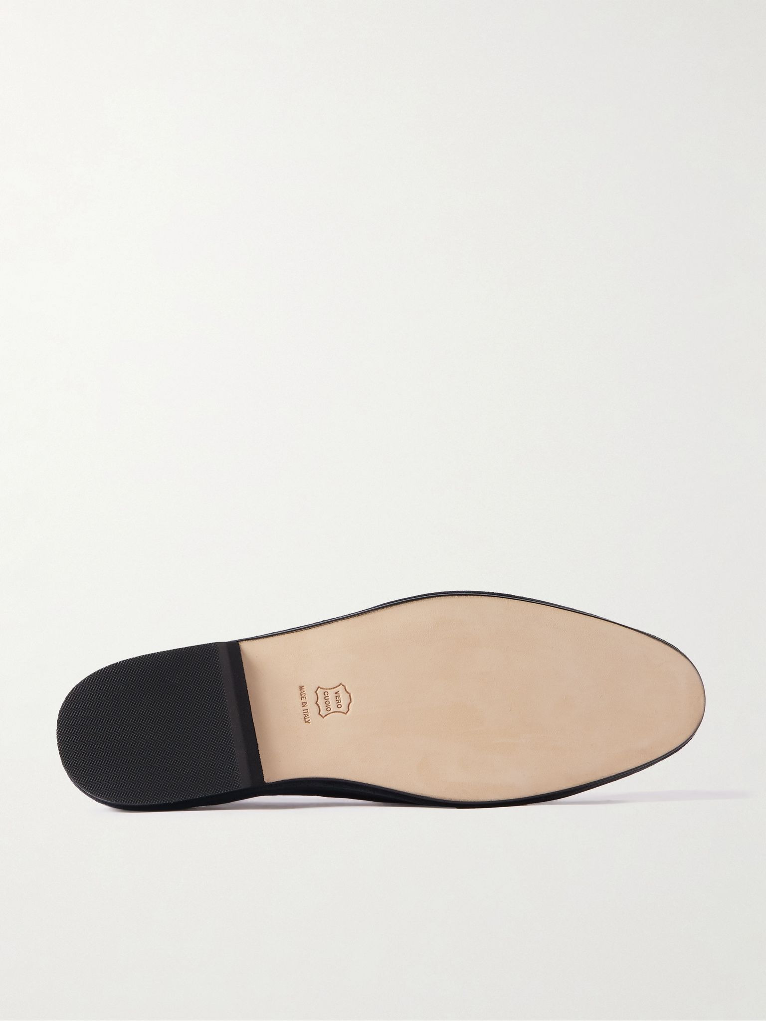 Leather-Trimmed Suede Penny Loafers Blue - 3