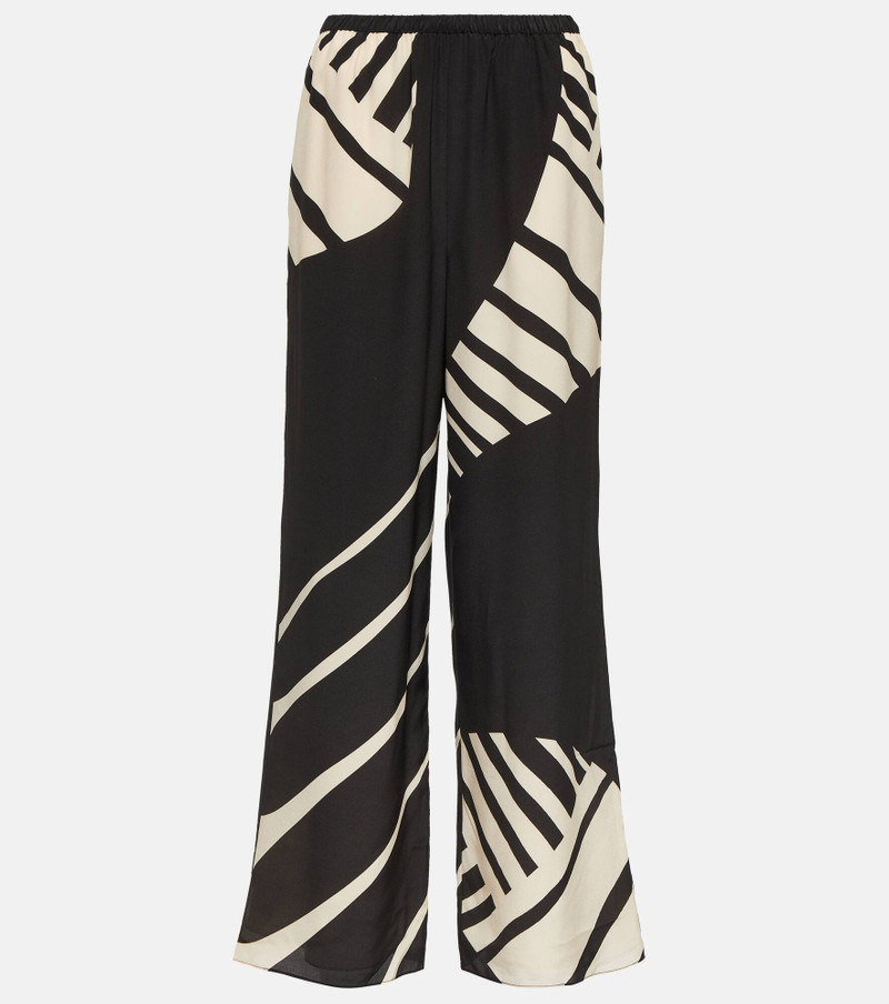 Printed mid-rise silk wide-leg pants - 1