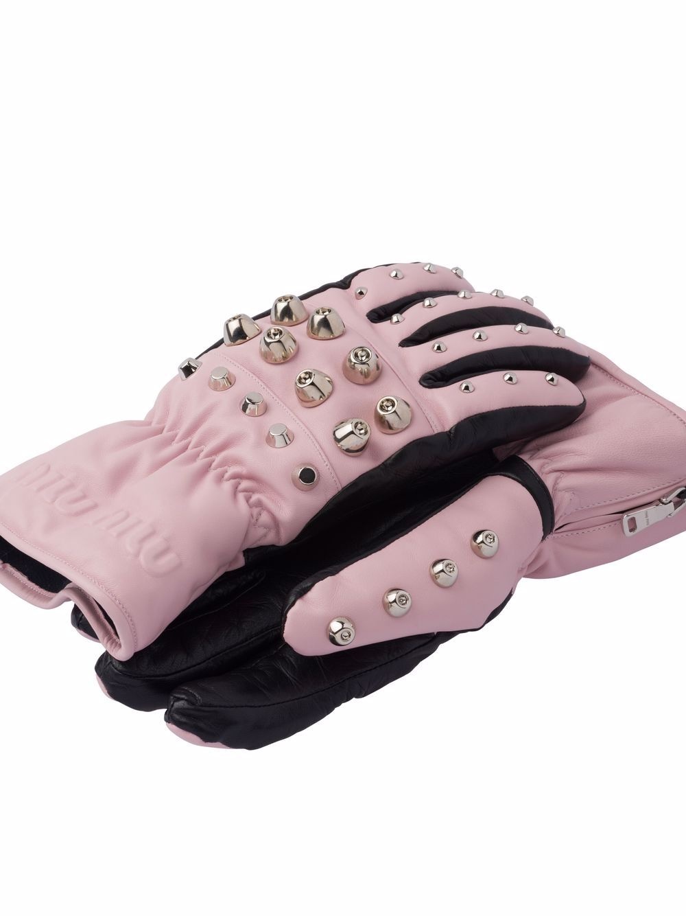 stud-detail panelled gloves - 2