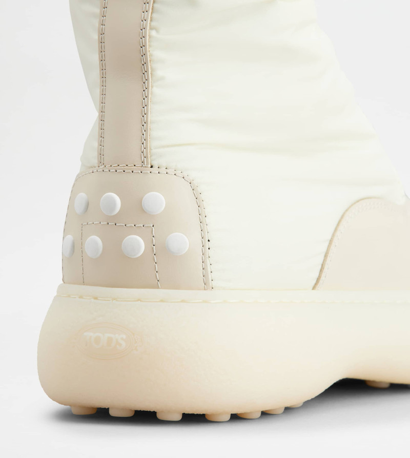 TOD'S W. G. LACE-UP ANKLE BOOTS IN LEATHER AND FABRIC - WHITE 5
