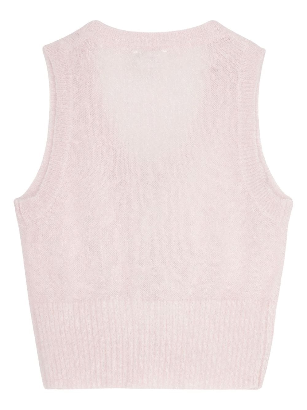 bow-fastening knitted vest - 6