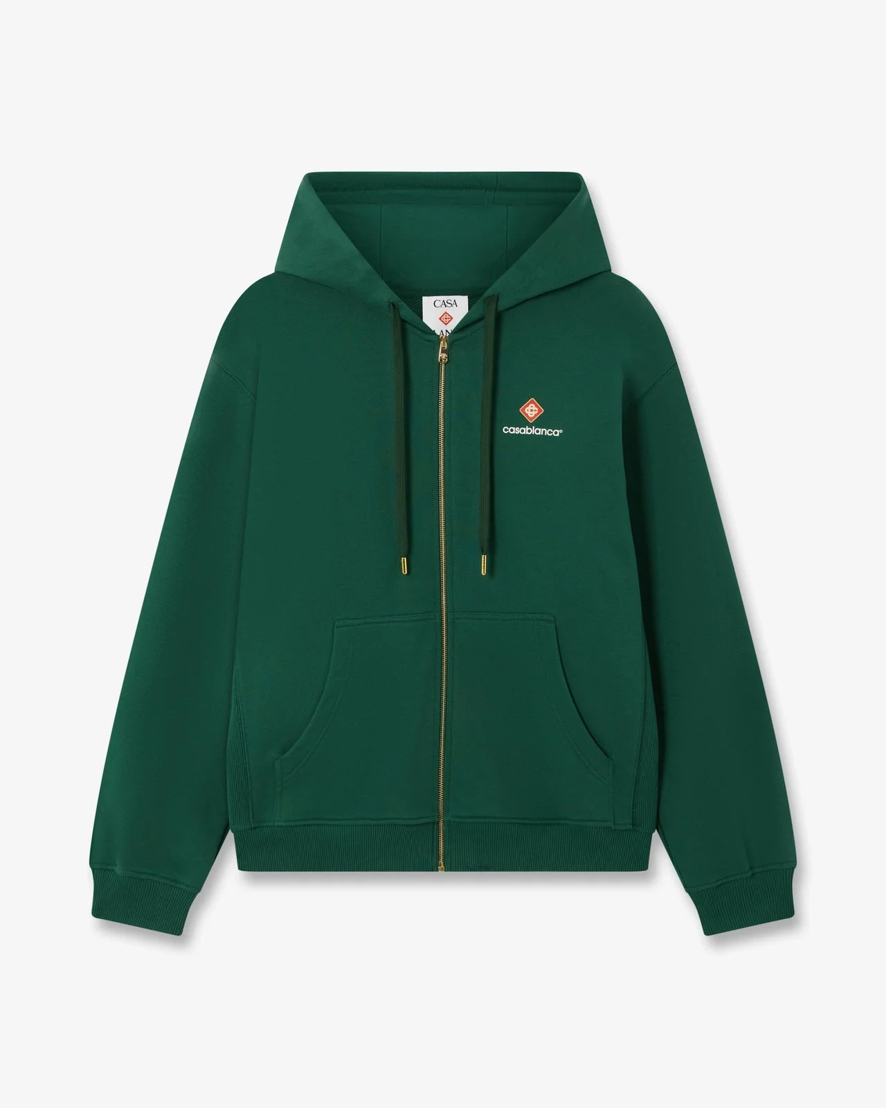 Green Sport Type Zip-Up Hooded Sweatshirt | Casablanca Paris - 1