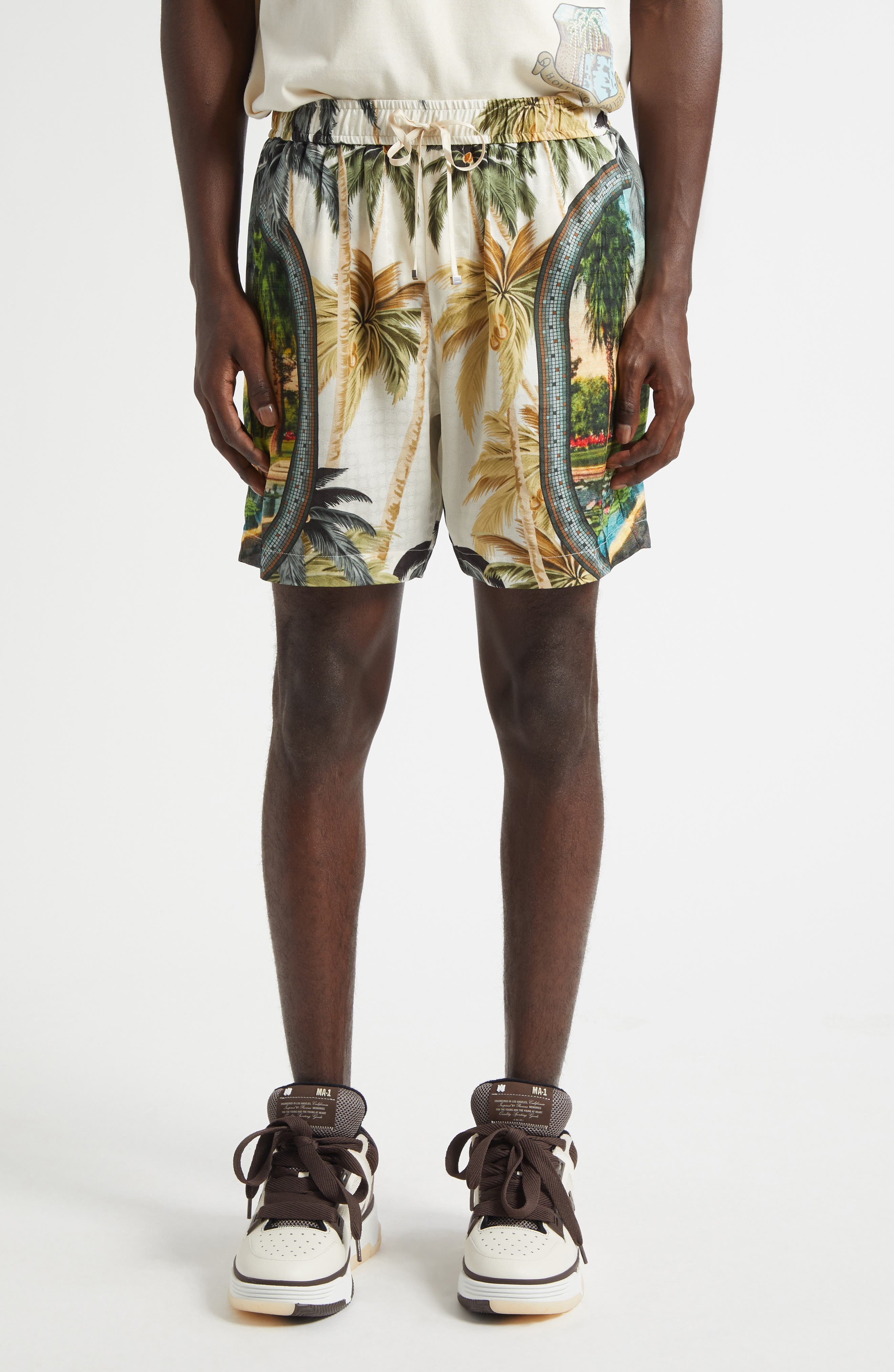 AMIRI Paradise Print Shorts in Green/White Multi at Nordstrom - 1