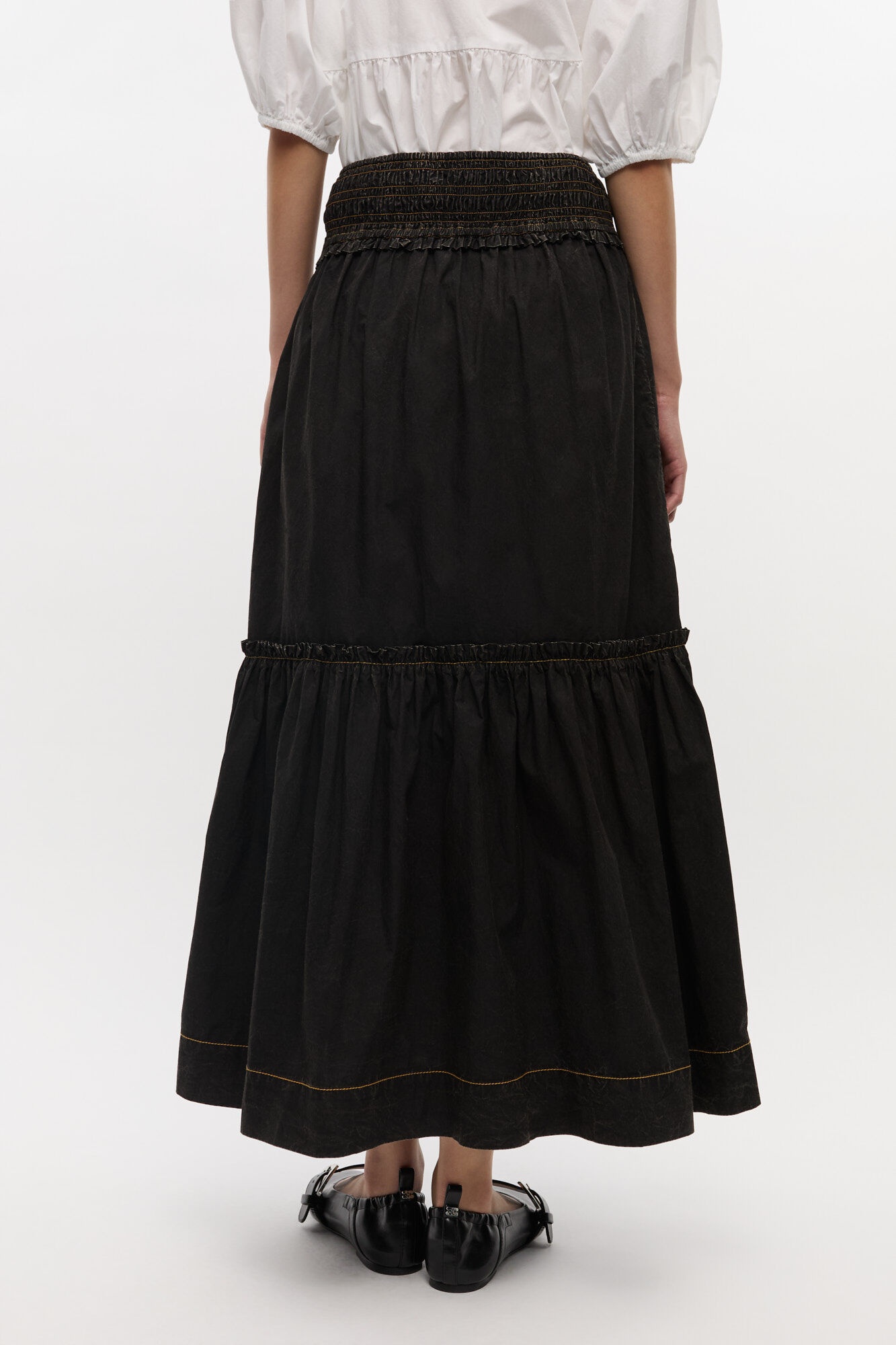 BLACK WASHED SMOCK SKIRT - 5