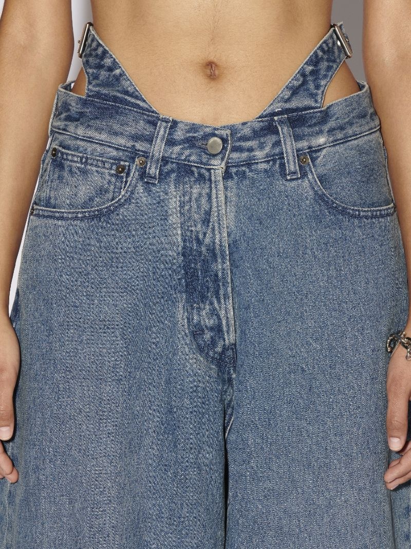 BELTED BAGGY DENIM PANTS - 6