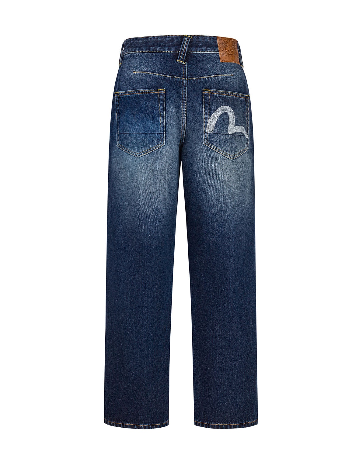 Hand-Drawn Seagull Print 3D Fit Jeans - 8