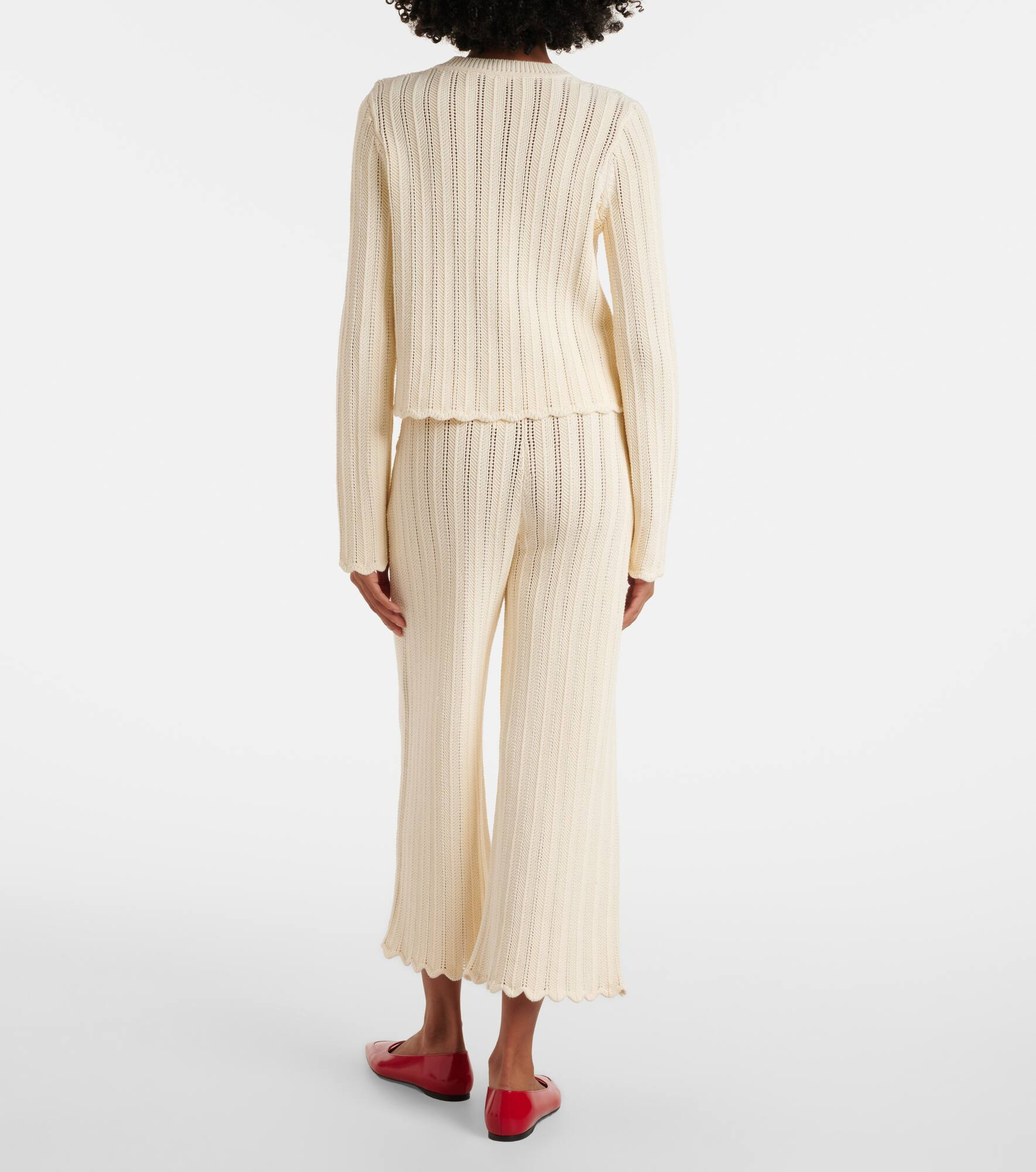 Mariette scalloped pointelle cotton cardigan - 3