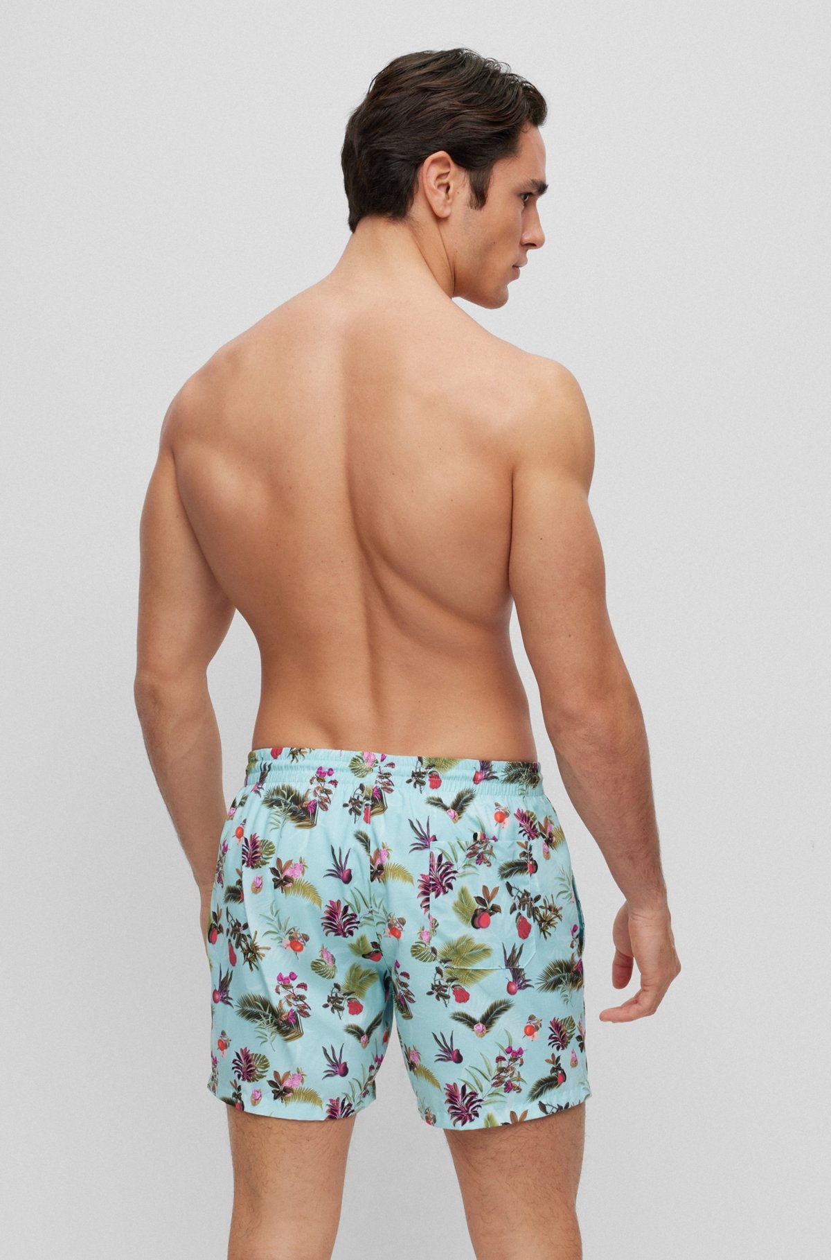 FLORAL-PRINT SWIM SHORTS WITH LOGO DETAIL - 4