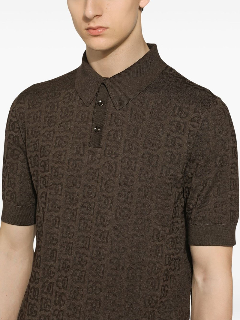 monogram-jacquard silk polo shirt 4