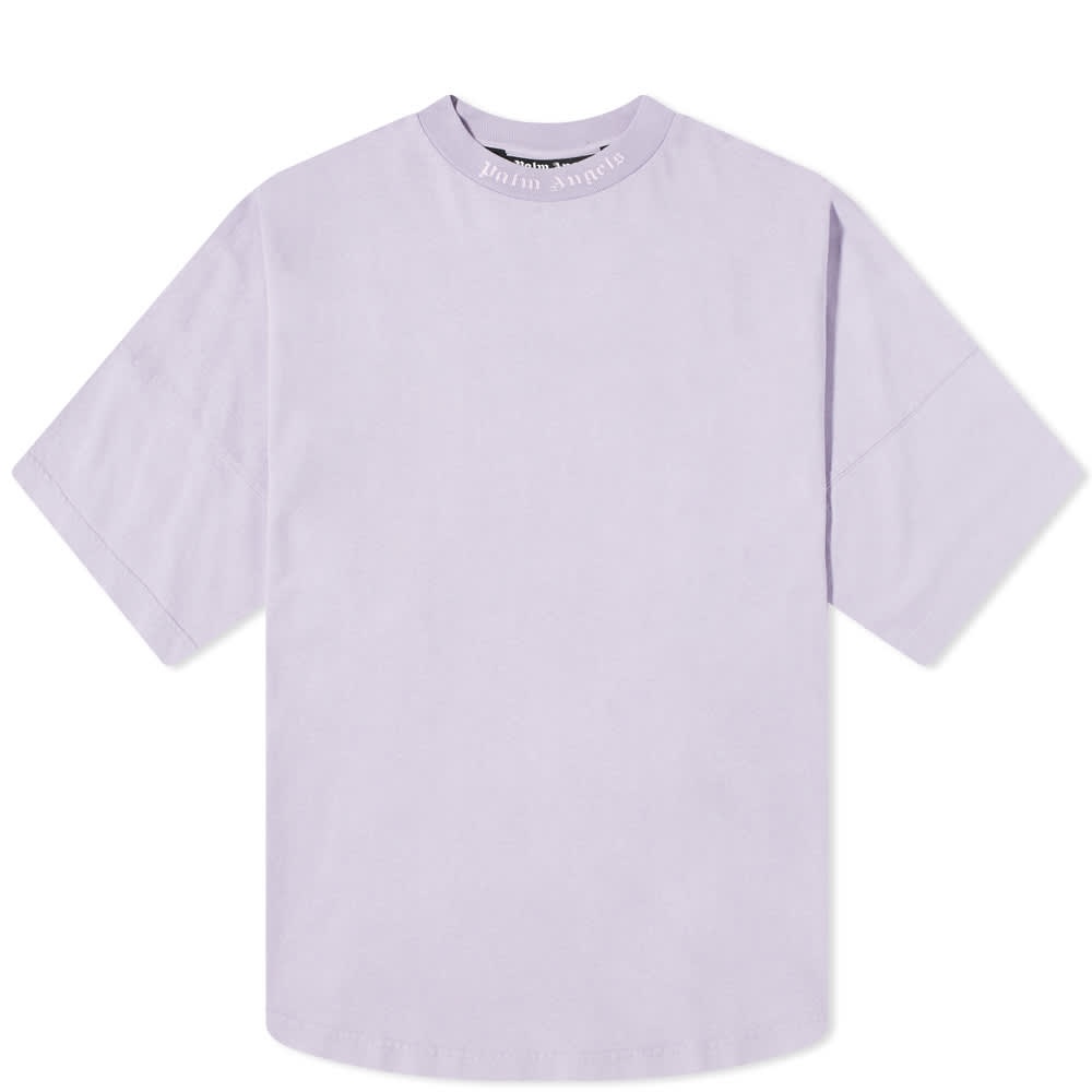 Palm Angels Garment Dyed Mock Neck Oversized Logo Tee - 1