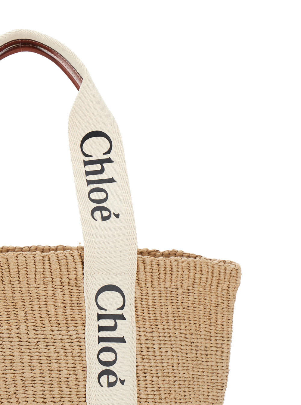 Chloé Women 'Woody' Beige Shoper With With Logoed Shoulder Strap In In Woven Natural Fibers Woman - 5