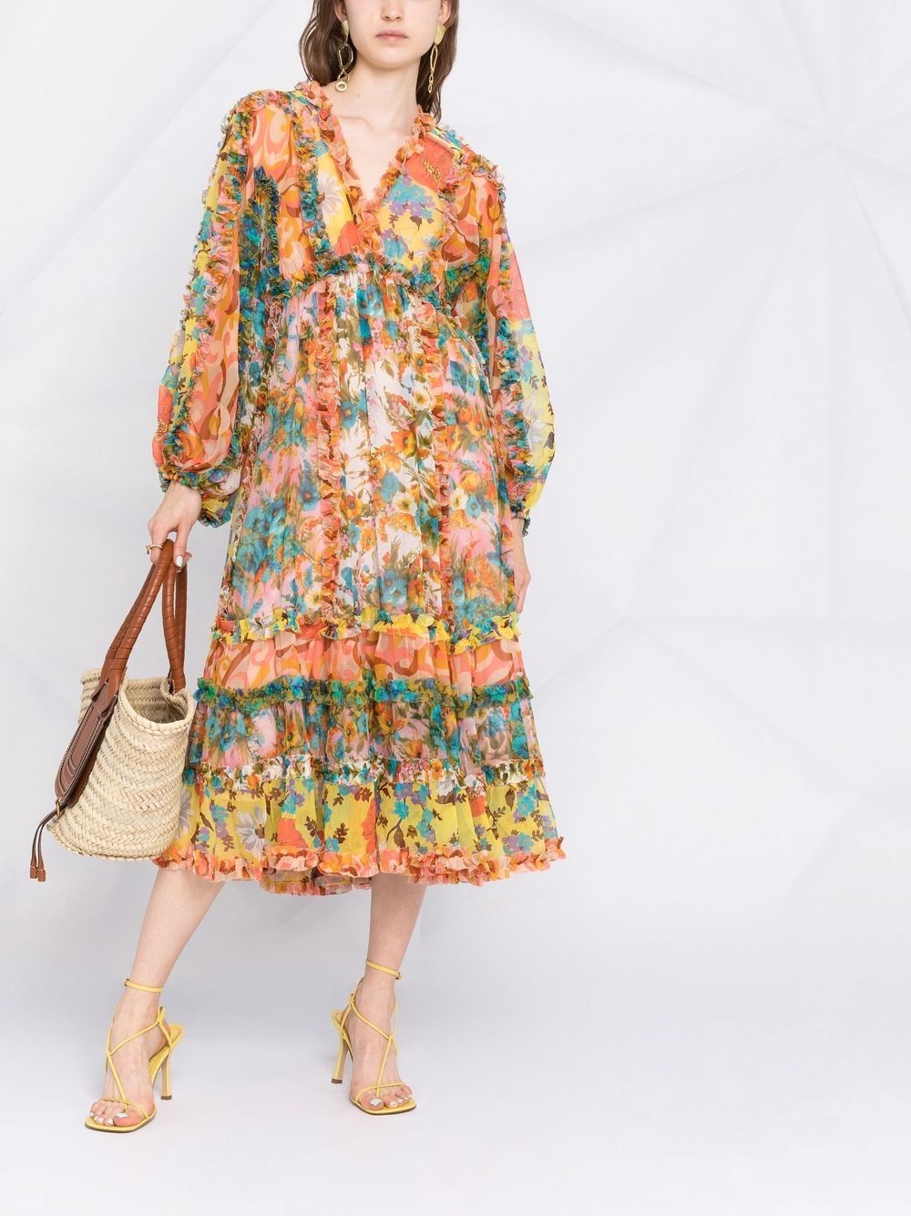 floral-print flared midi dress - 2