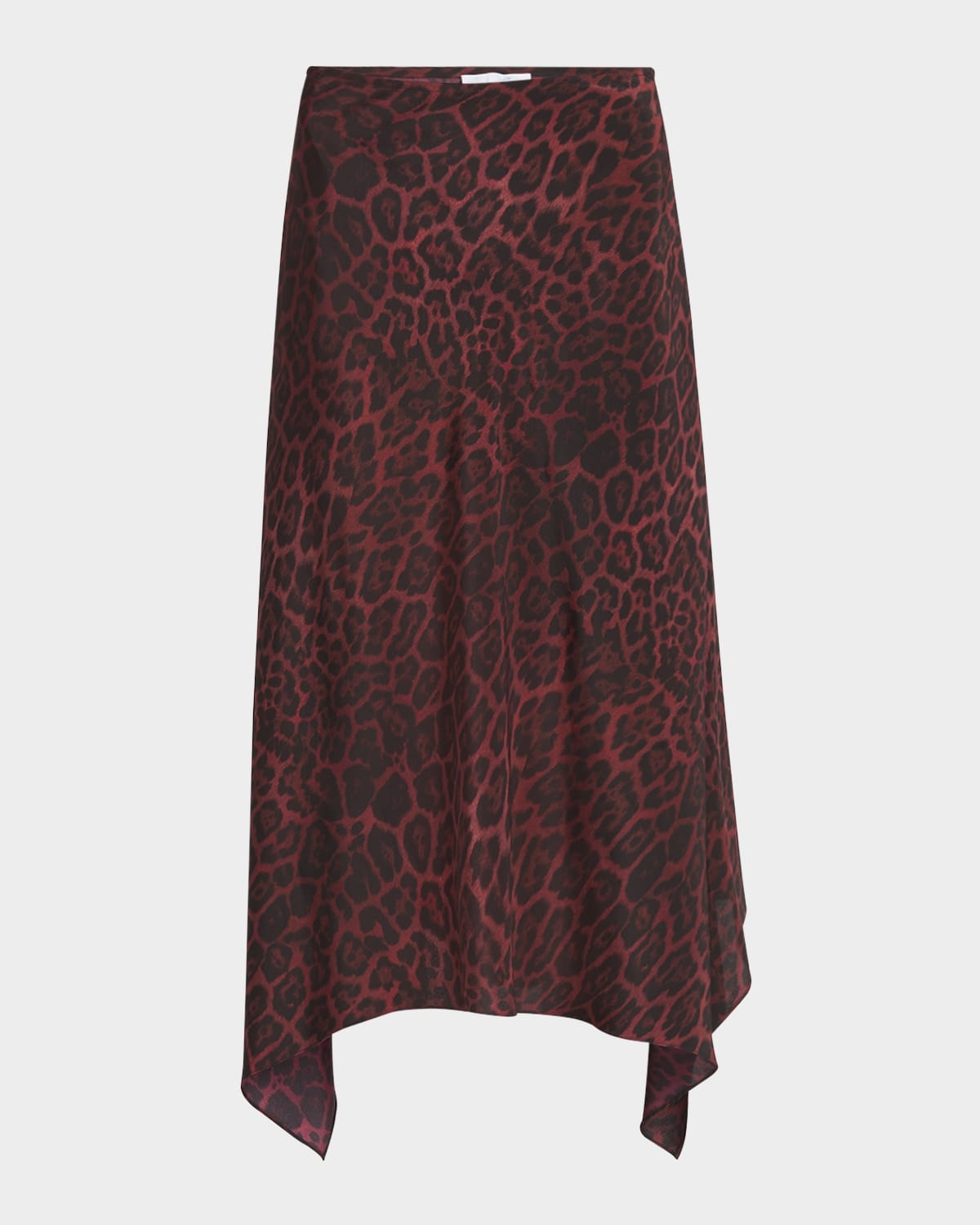 Leopard Print Asymmetric Silk Skirt - 1
