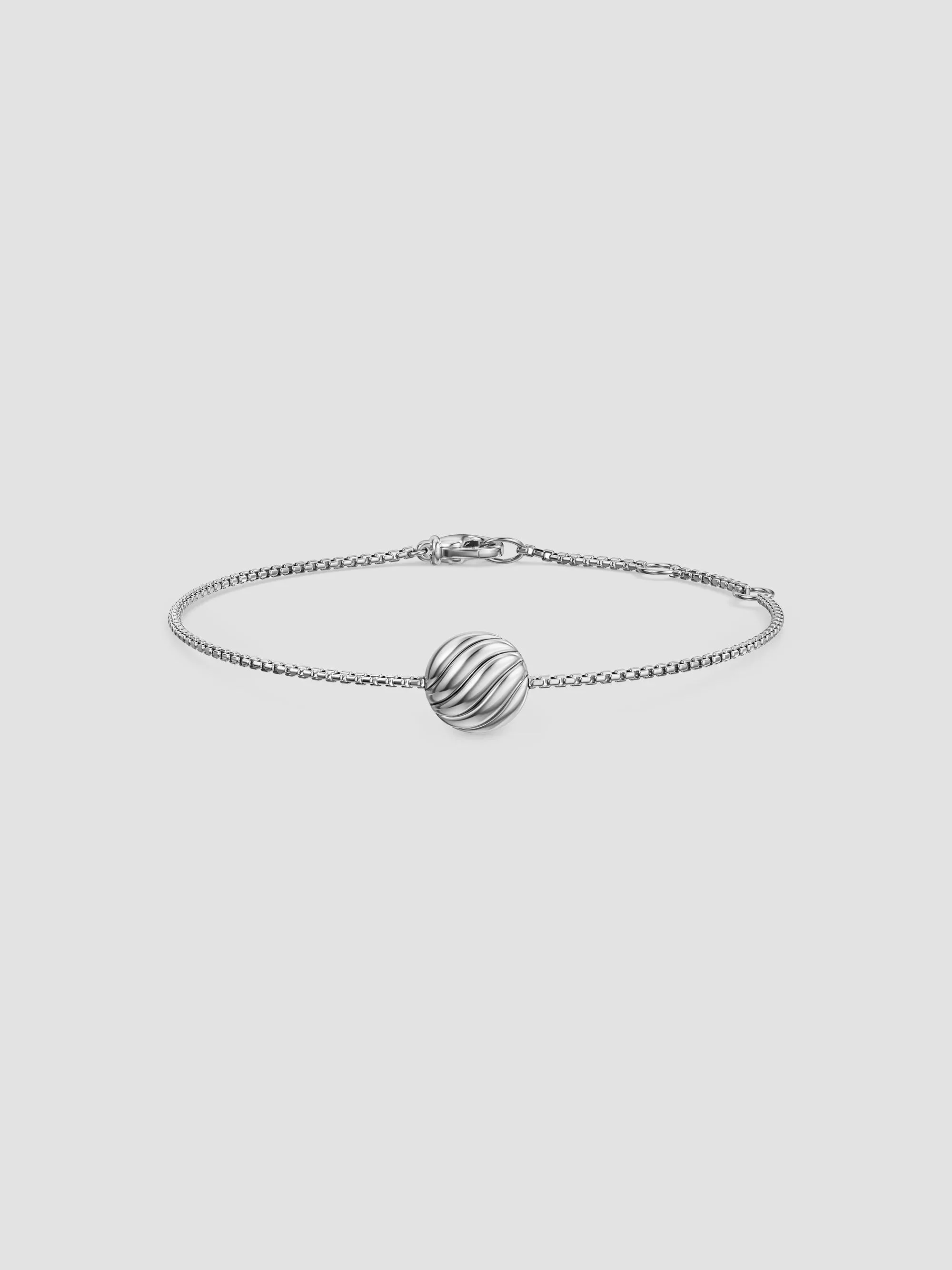 Women's Sculpted Cable Center Station Chain Bracelet in Sterling Silver, 10MM - Silver - 1