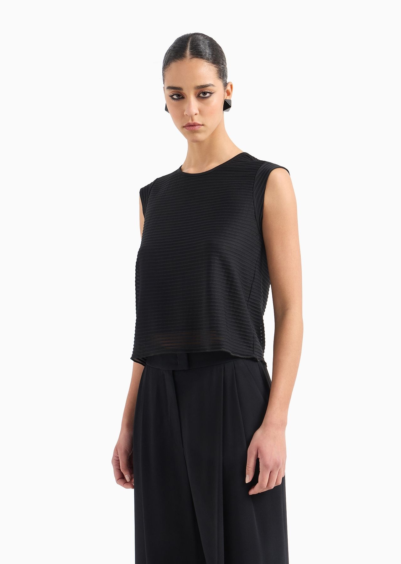 Short-sleeved ottoman-effect jersey top - 2