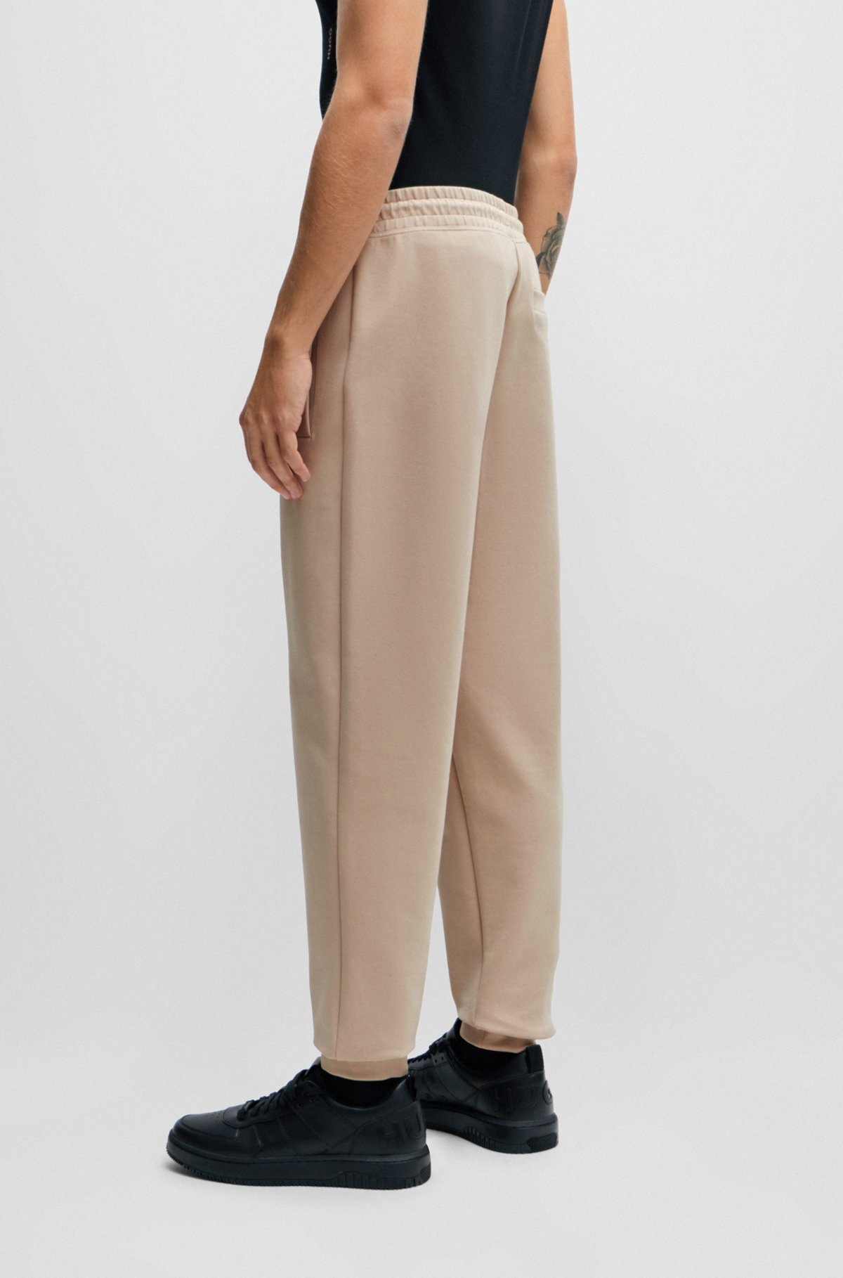 STRETCH-COTTON TRACKSUIT BOTTOMS WITH STACKED LOGO - 5