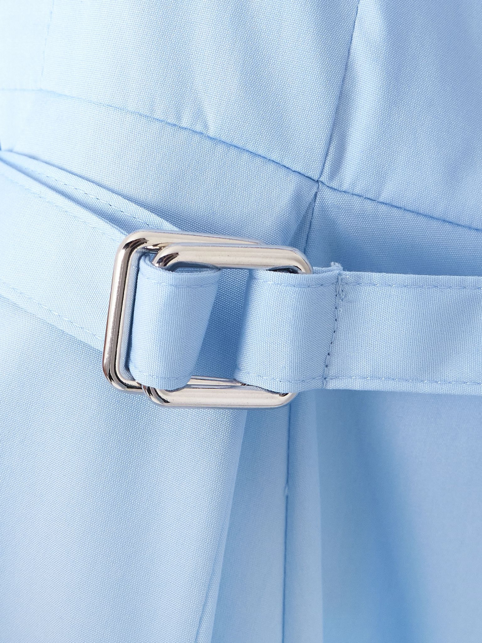 Pleated cotton-poplin midi dress Light blue - 4