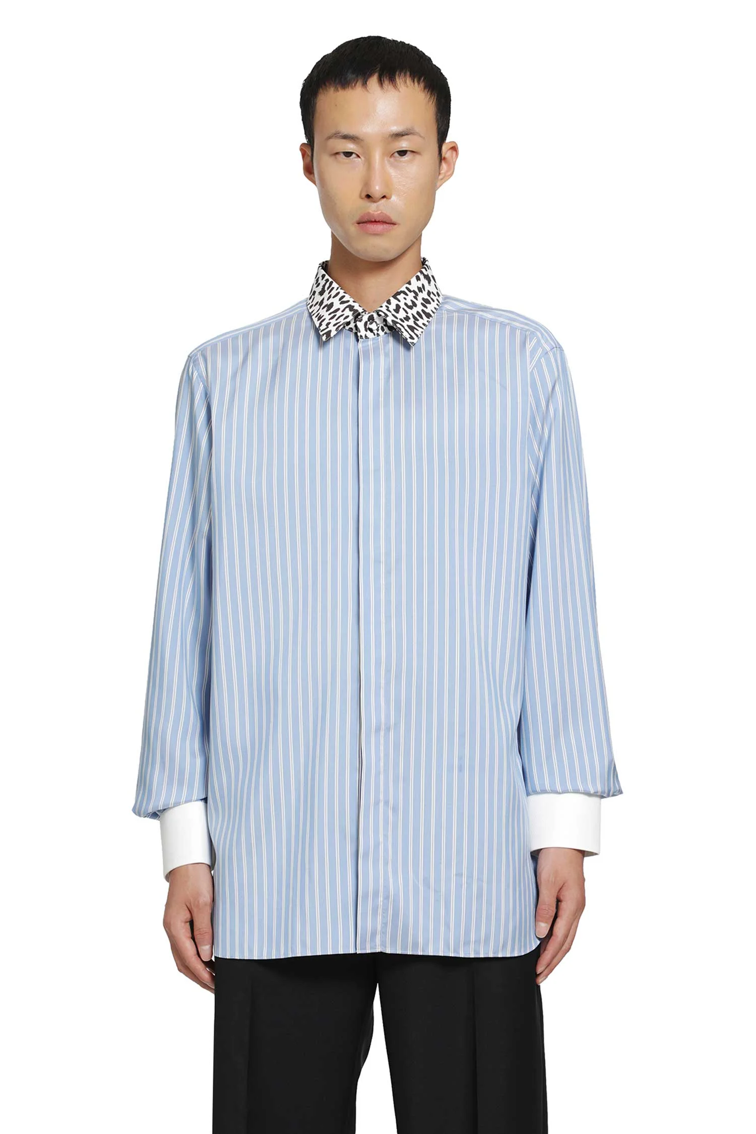 Silk Stripe Contrast Classic Shirt - 1