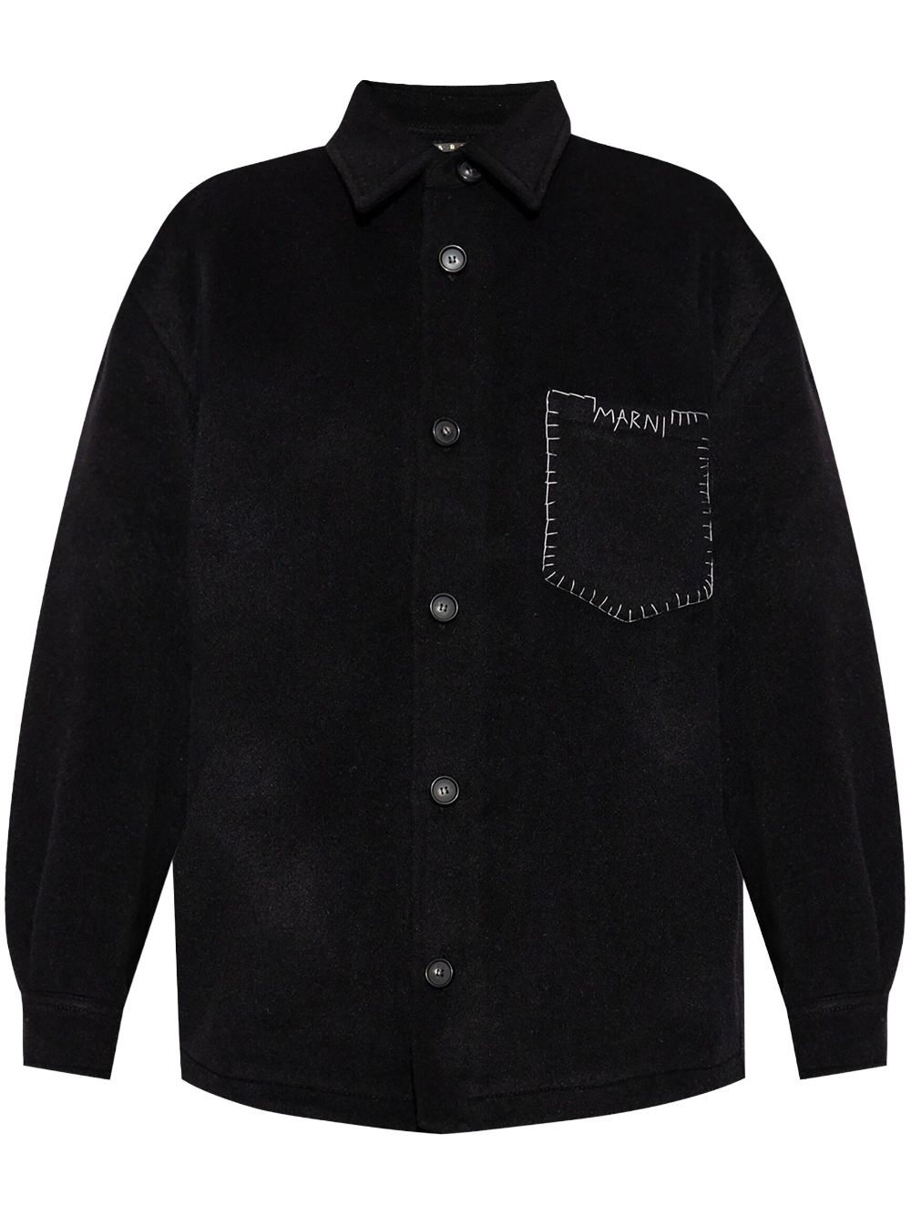 logo-embroidered shirt jacket - 1