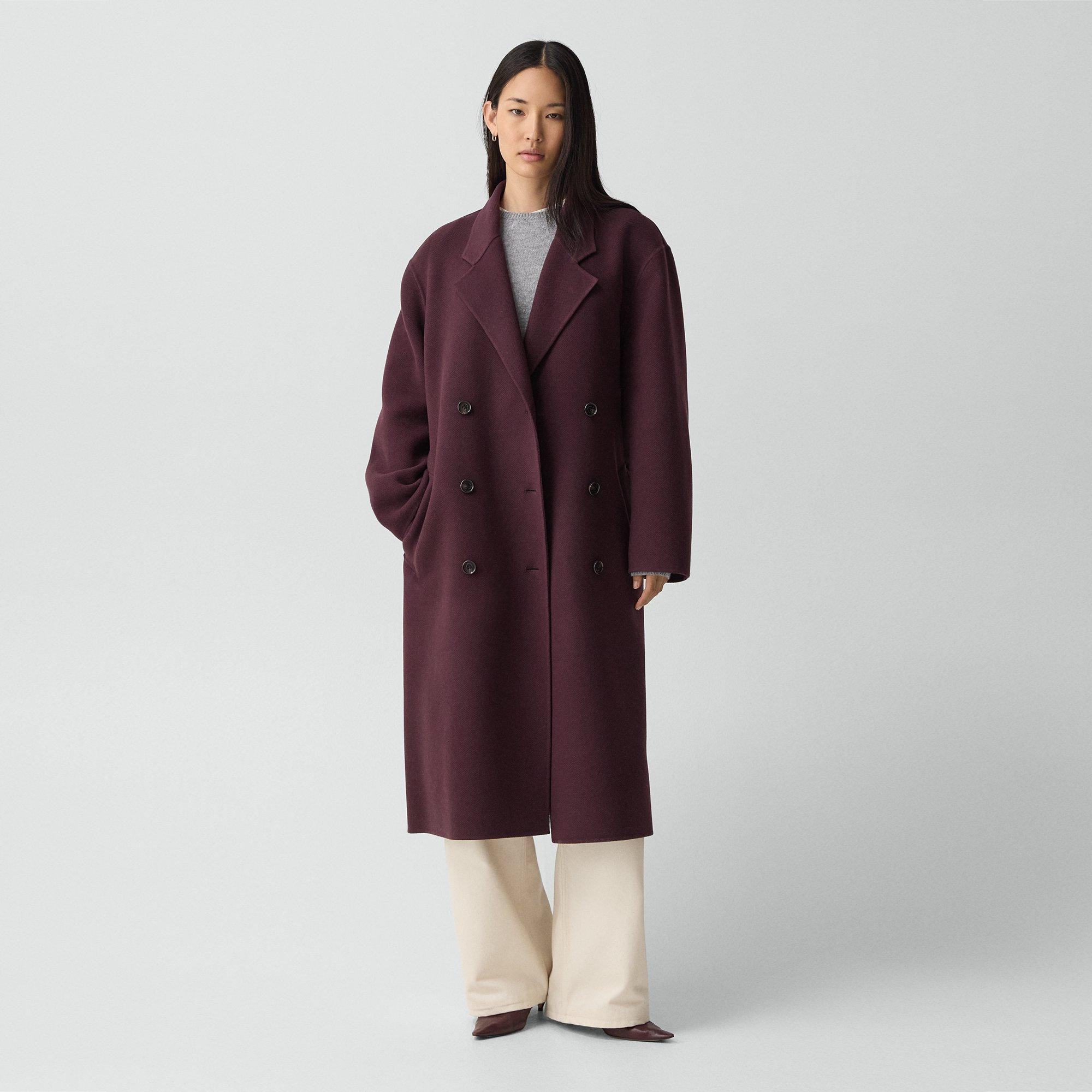 Long Belted Trench Coat in Textured Wool-Cashmere - 2