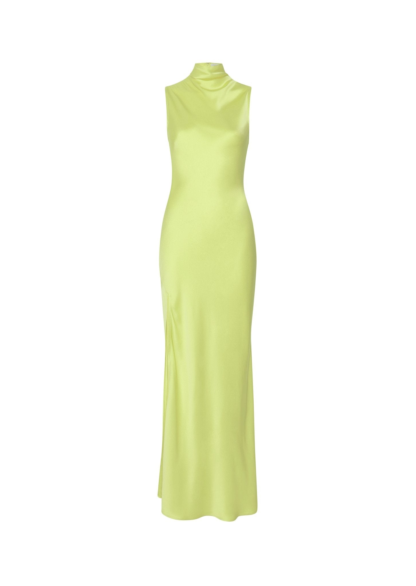 Satin Drape Neck Sleeveless Dress - 1