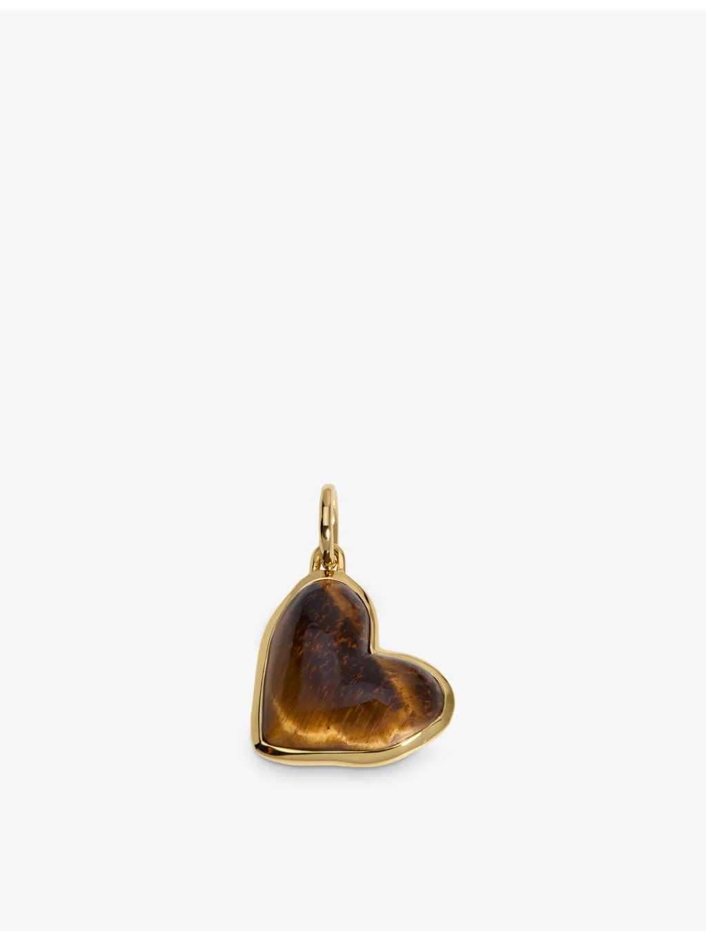 GP Heart 18ct Yellow Gold Vermeil Tiger's Eye Gemstone Pendant Charm - 1