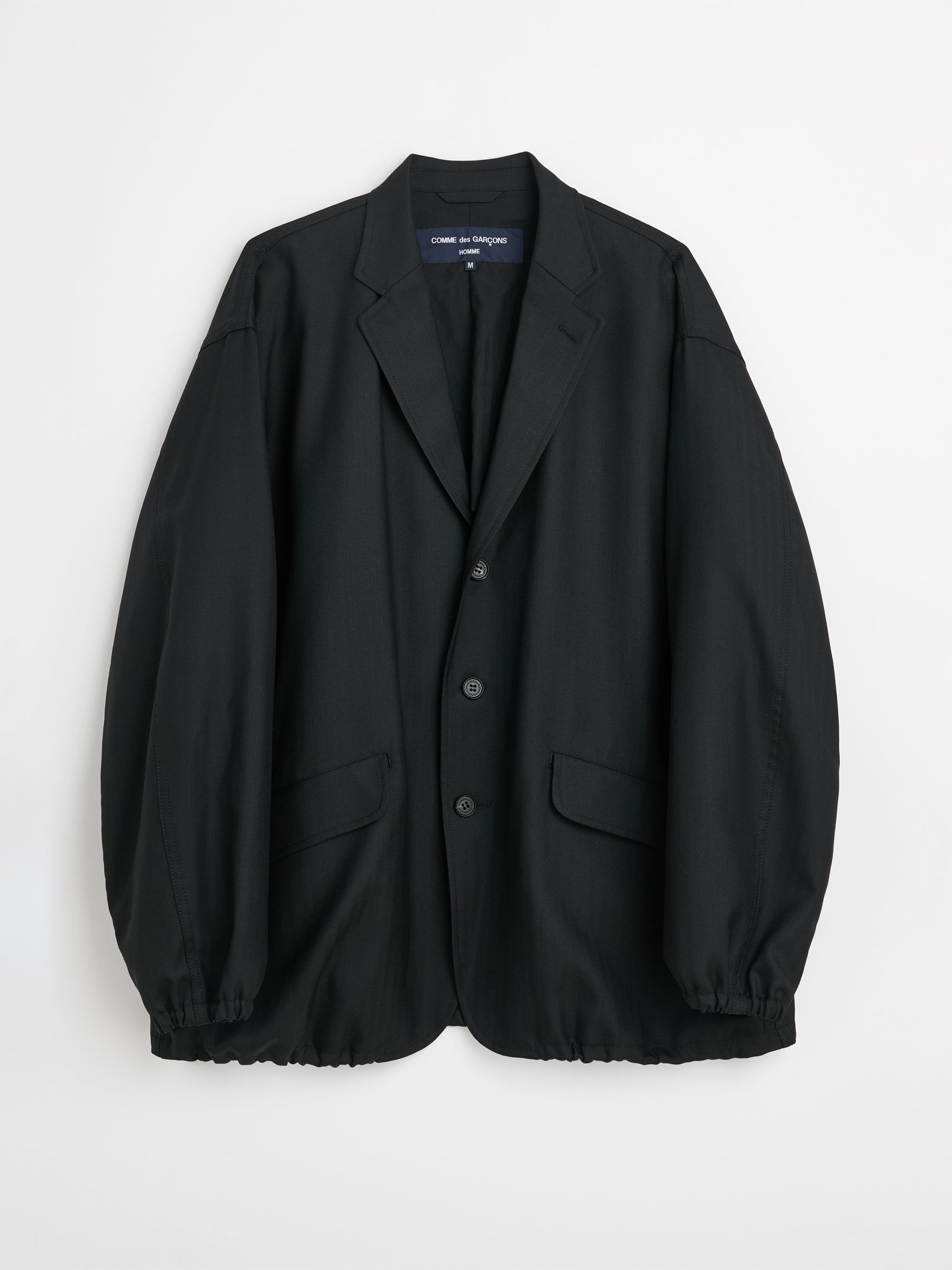 COMME DES GARÇONS HOMME WOOL HERRINGBONE JACKET BLACK - 1