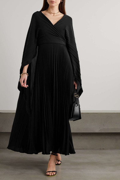 Valentino Cape-effect pleated silk maxi dress outlook