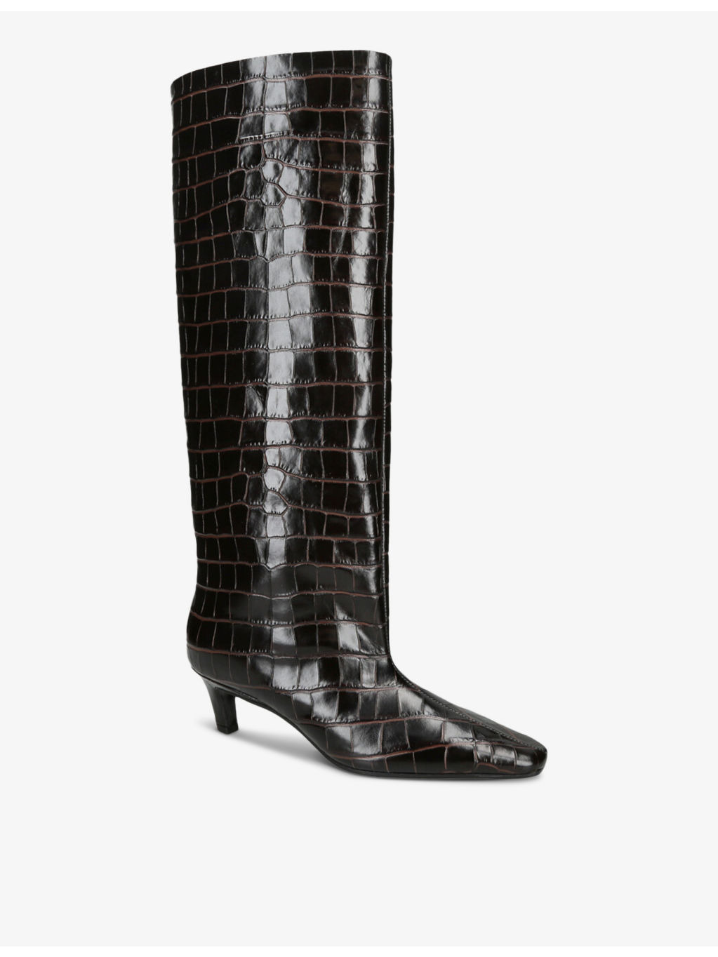 The Wide Shaft crocodile-embossed leather heeled boots - 2