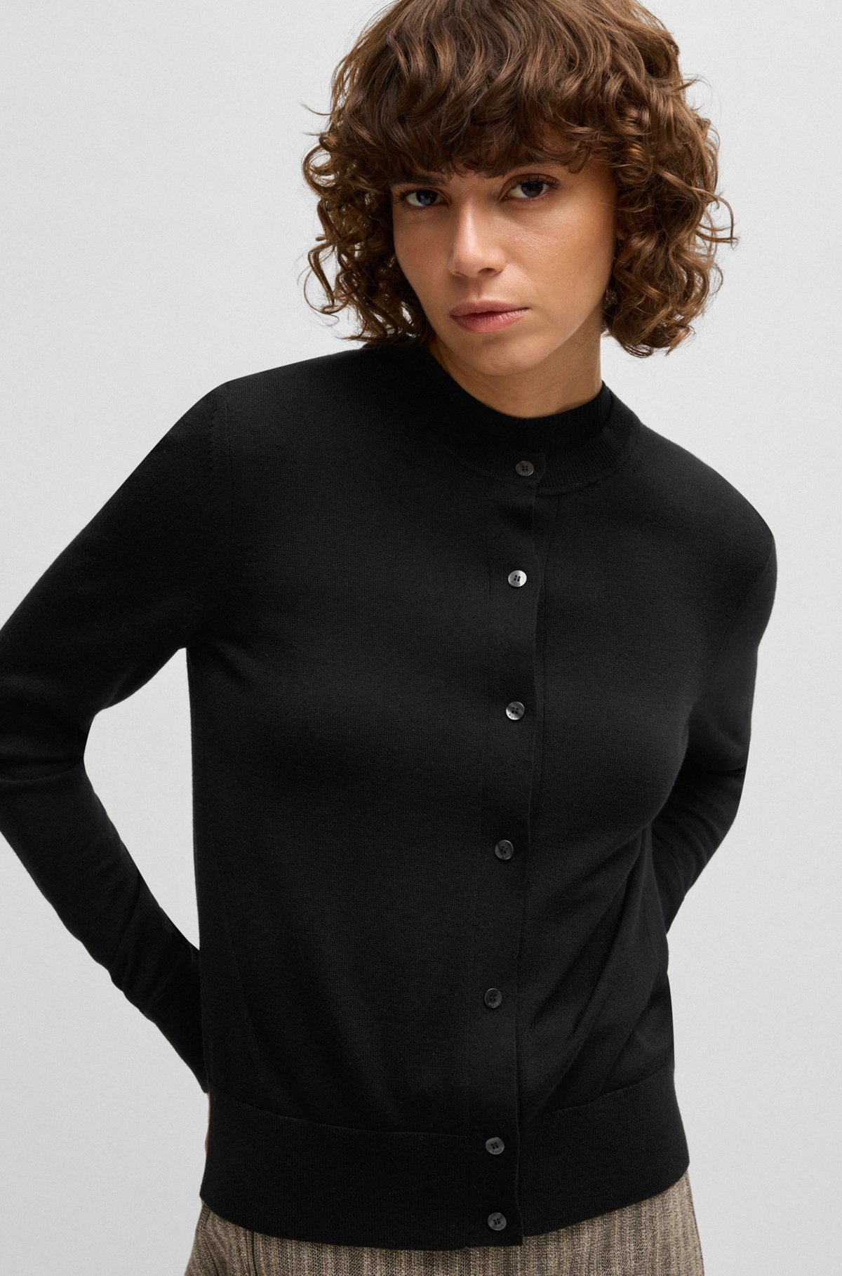 MERINO-WOOL CARDIGAN WITH BUTTON FRONT - 5
