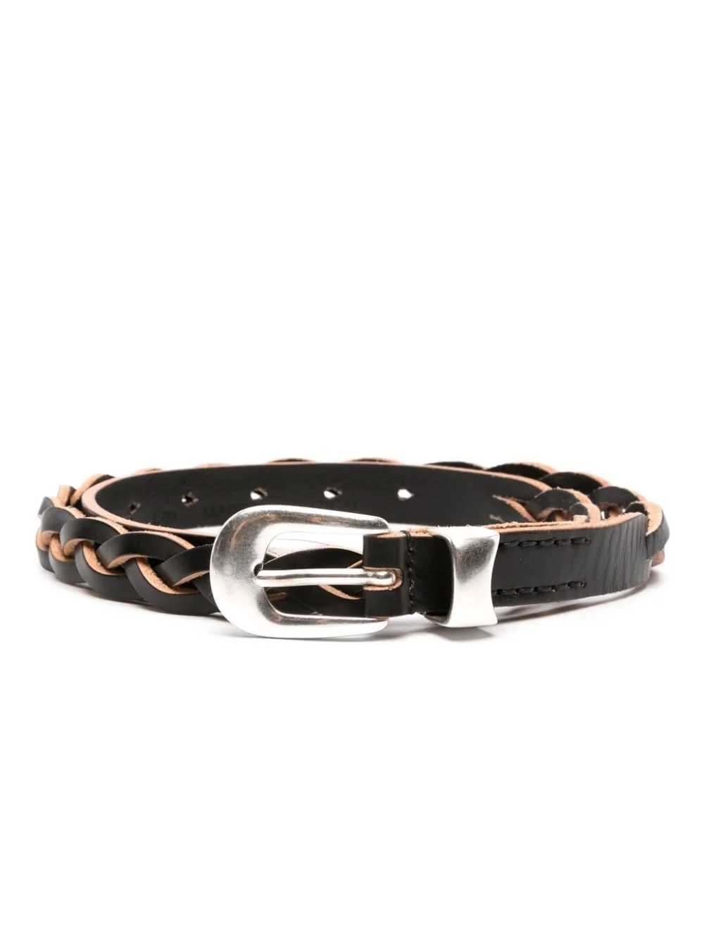 braided leather belt - 1