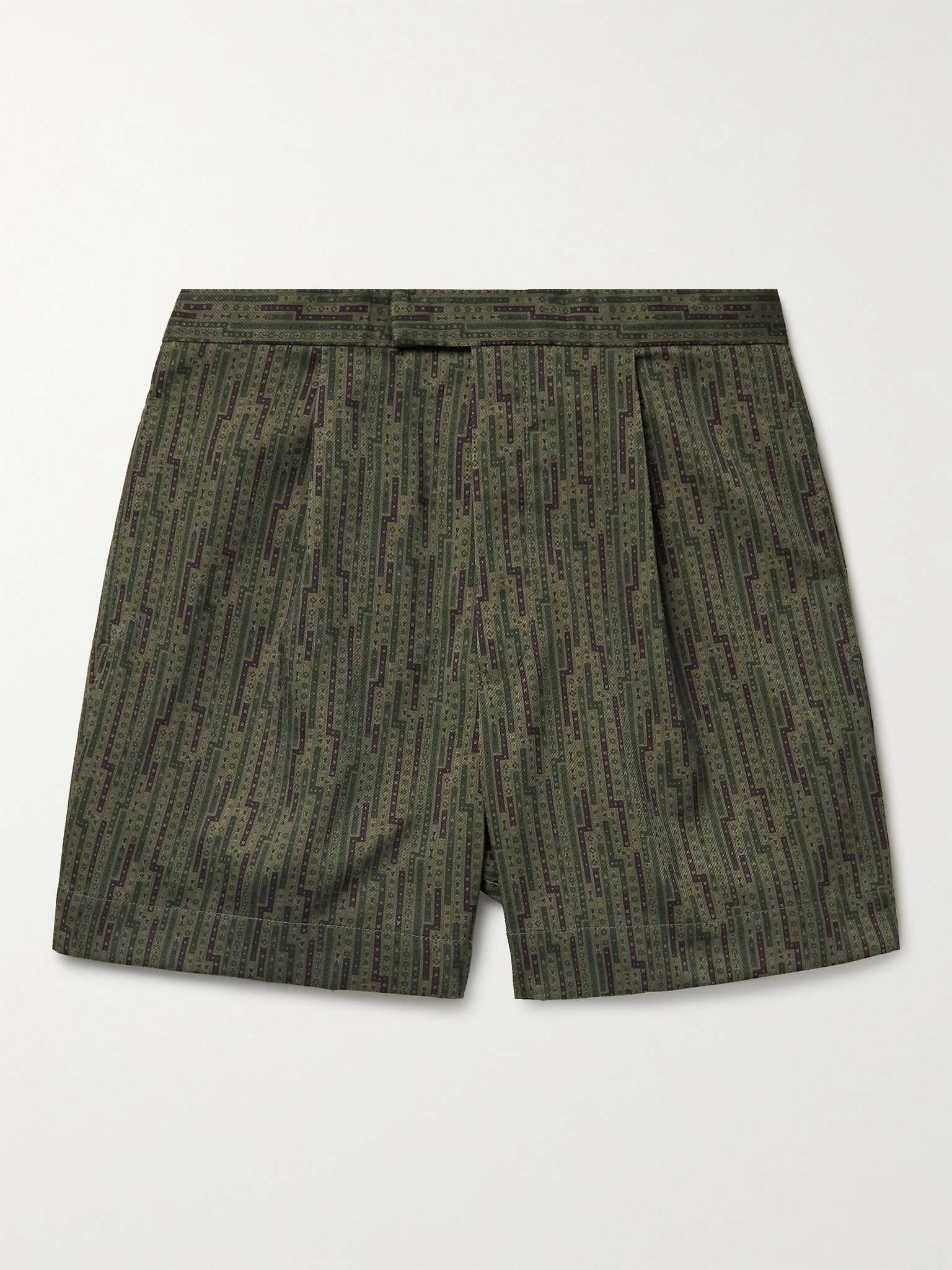 Pleated Printed Twill Shorts - 1