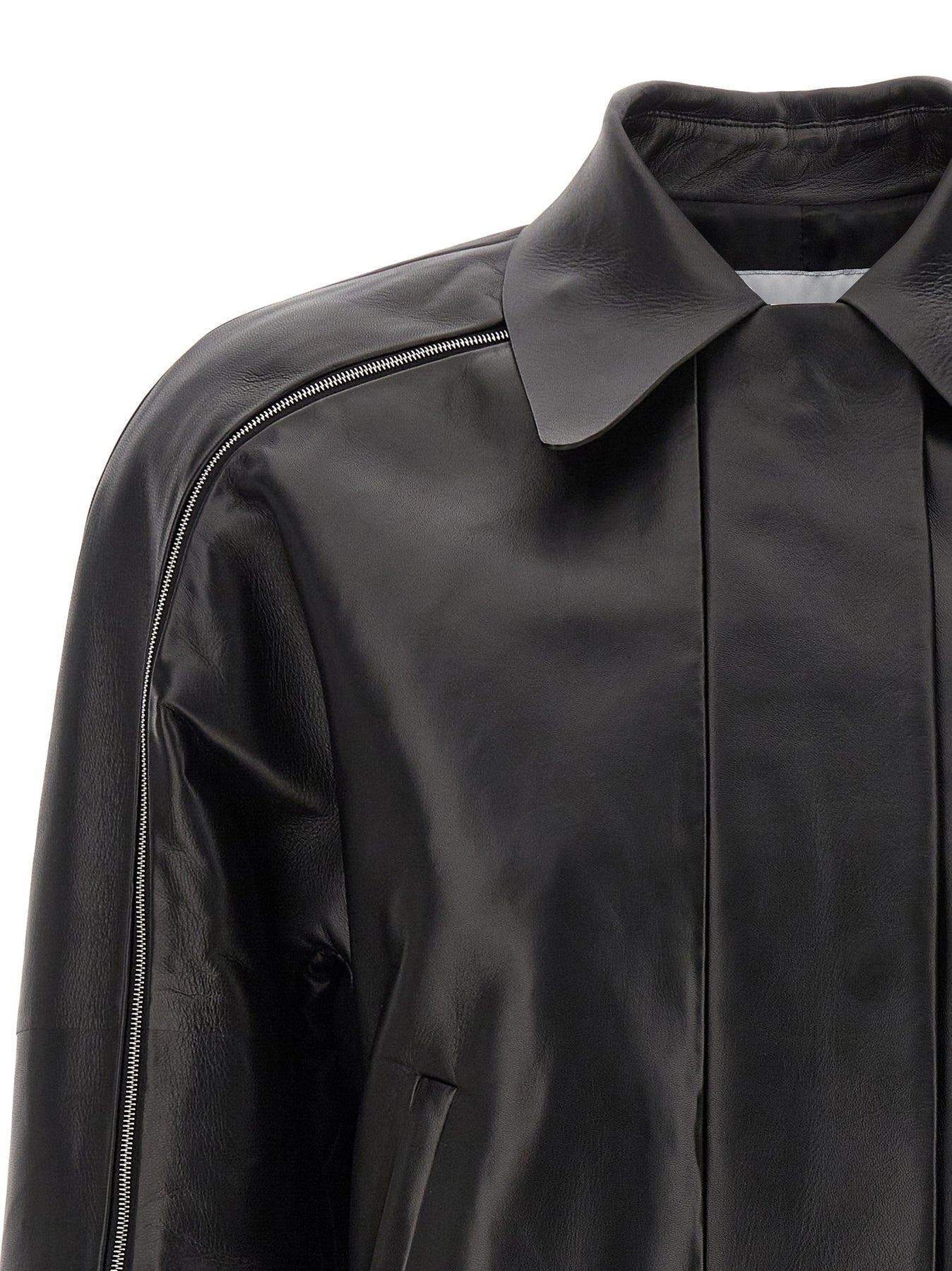 Leather Blouson Casual Jackets, Parka Black - 3
