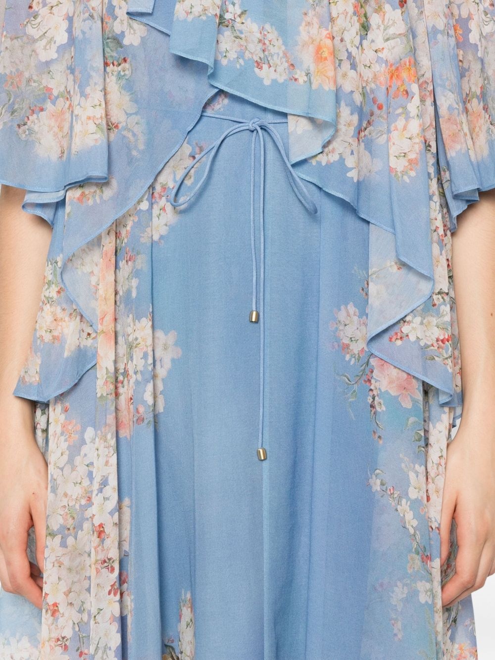 floral-print ruffled dress - 5