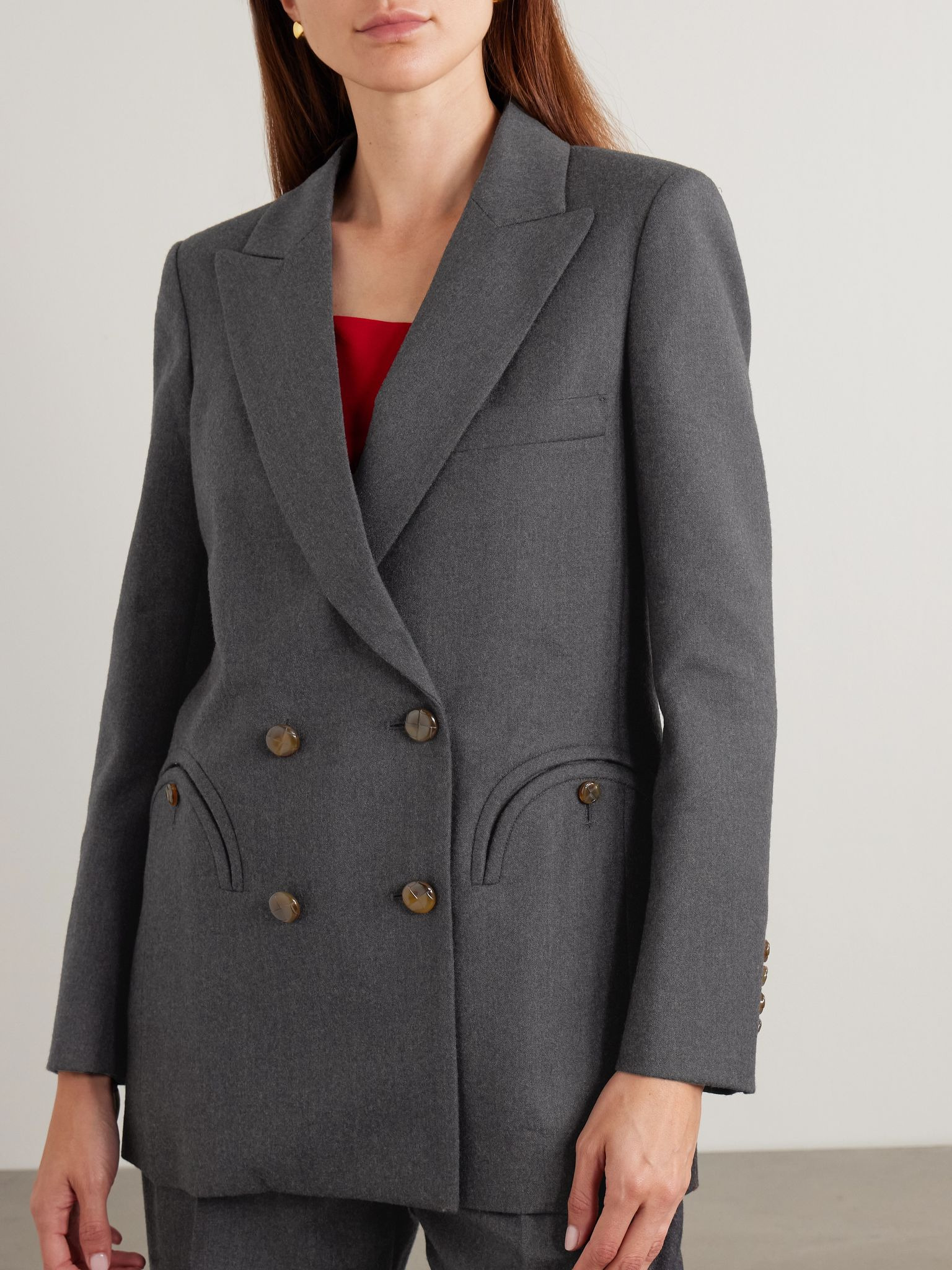 Everyday double-breasted wool-twill blazer Dark gray - 3