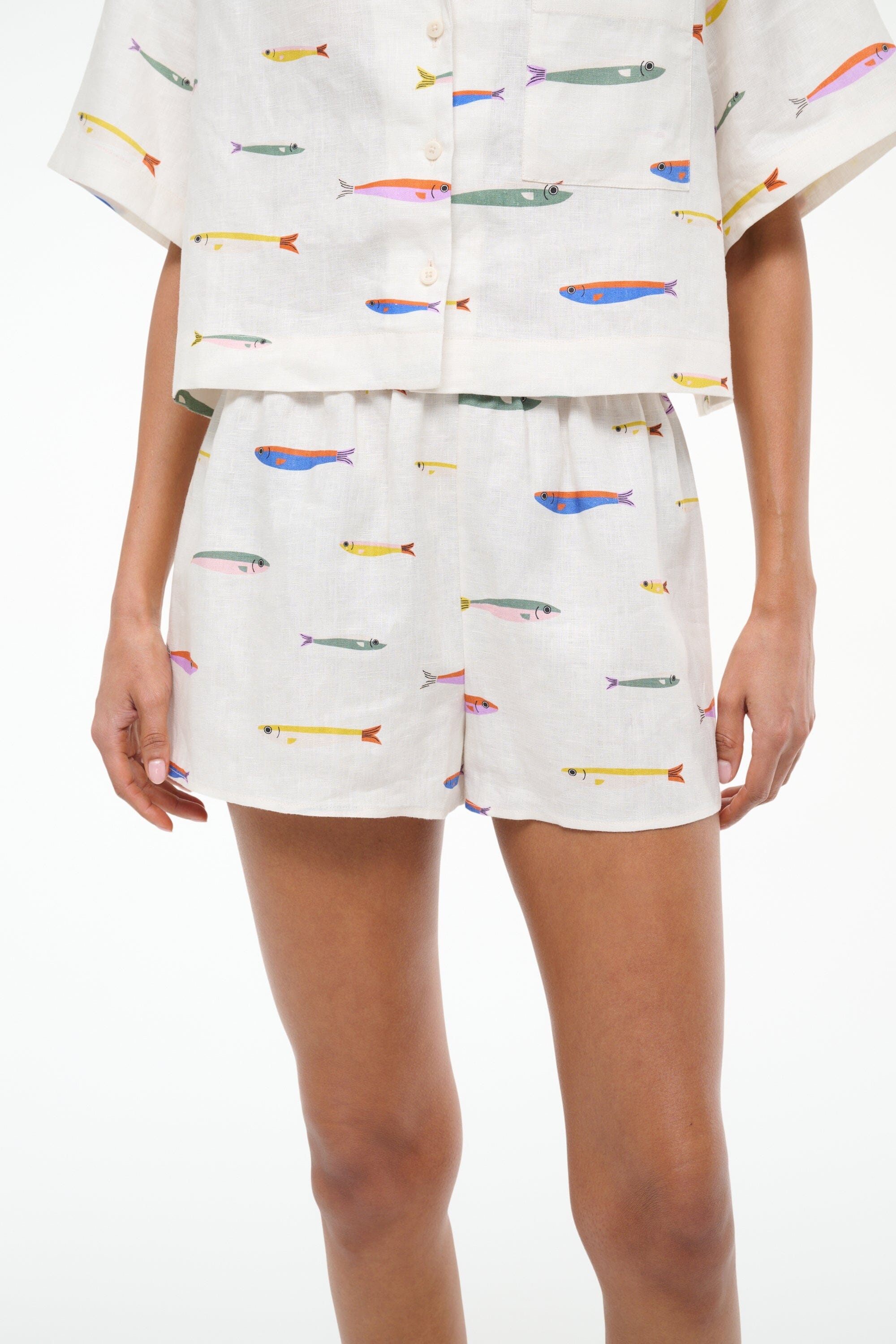 STAUD PADDLE LINEN SHORT POP SARDINES IVORY - 3
